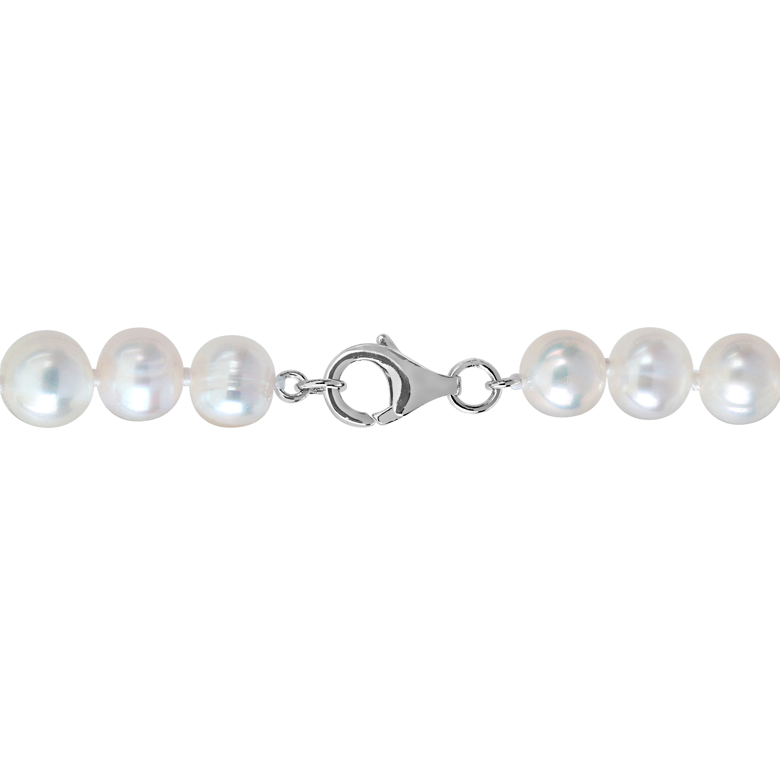 3-7mm Cultured Freshwater Pearl and 2 1/4ct DEW Created Moissanite Necklace in Sterling Silver - 17 in