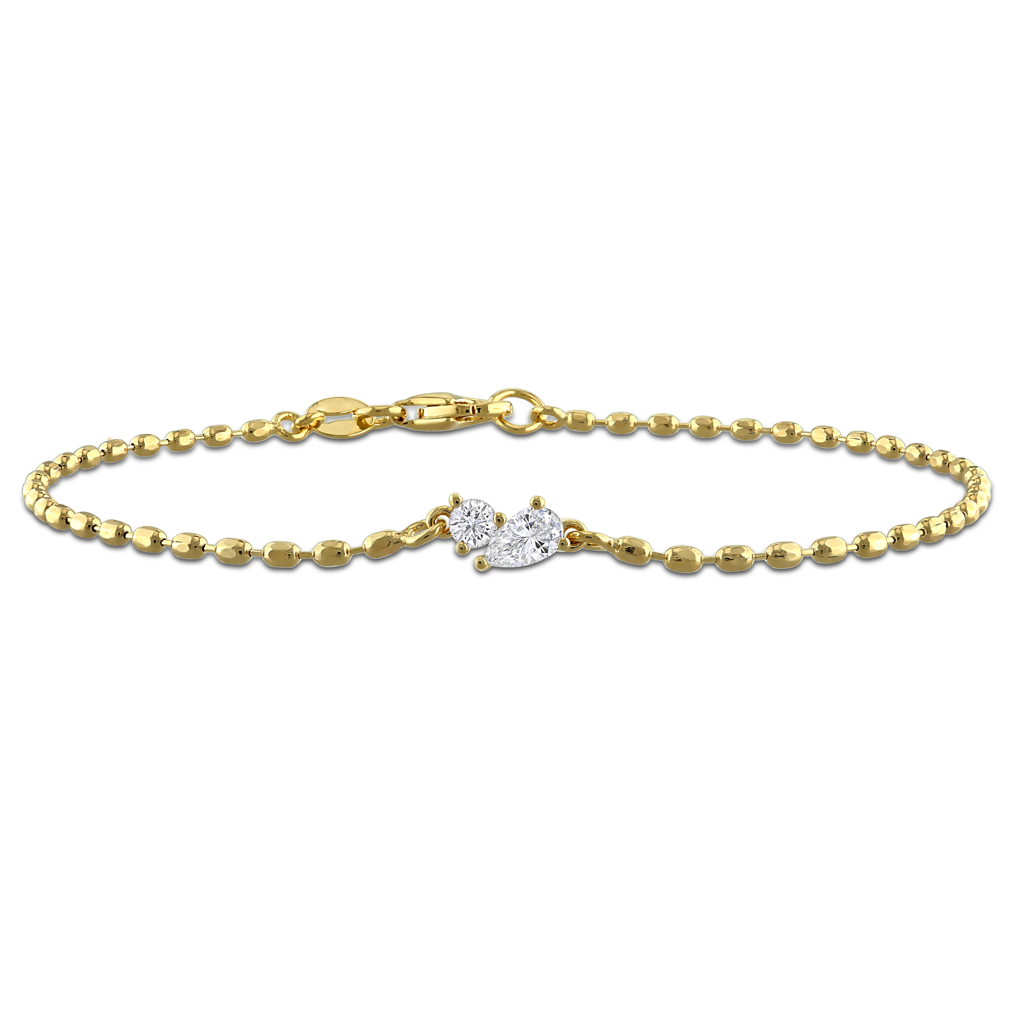 1/3ct DEW Created Moissante Bracelet in Yellow Plated Sterling Silver - 7 in
