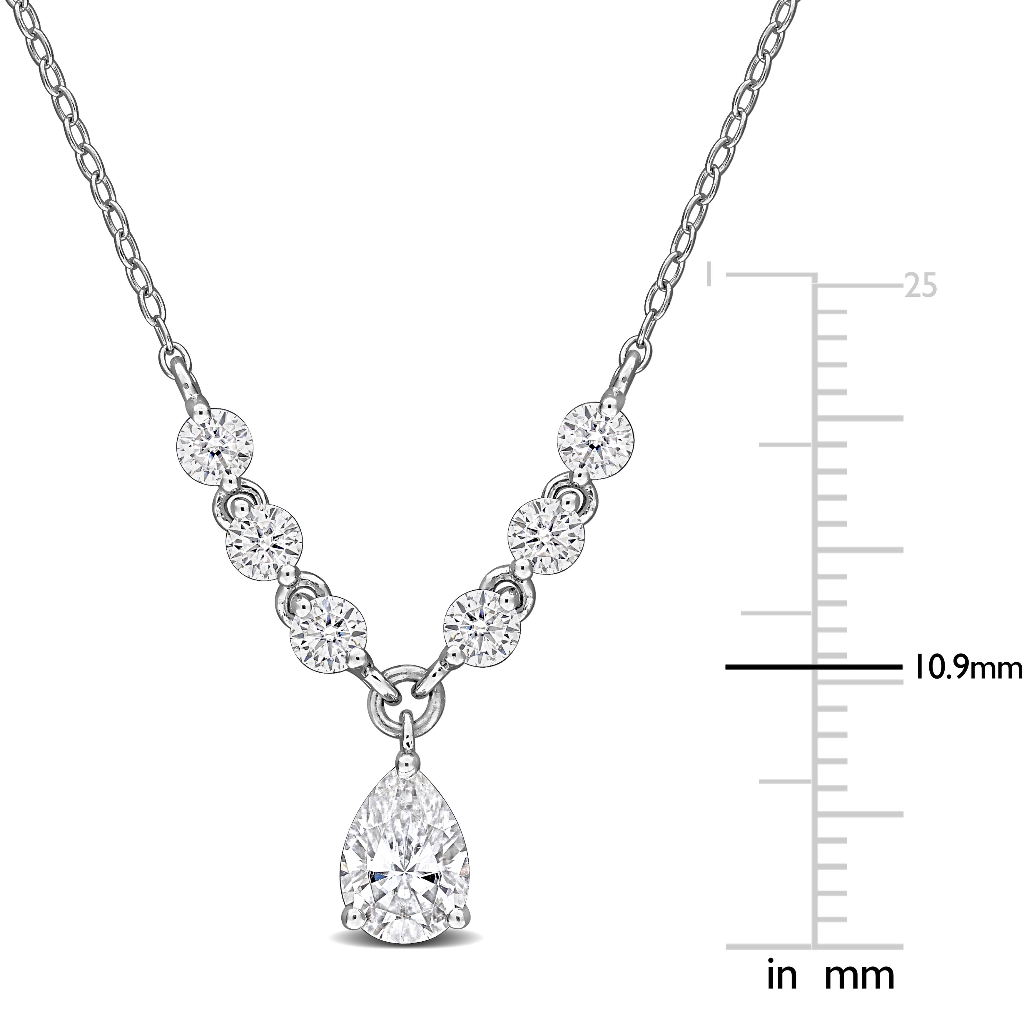 1 3/8ct DEW Created Moissanite Necklace in Sterling Silver - 17 in