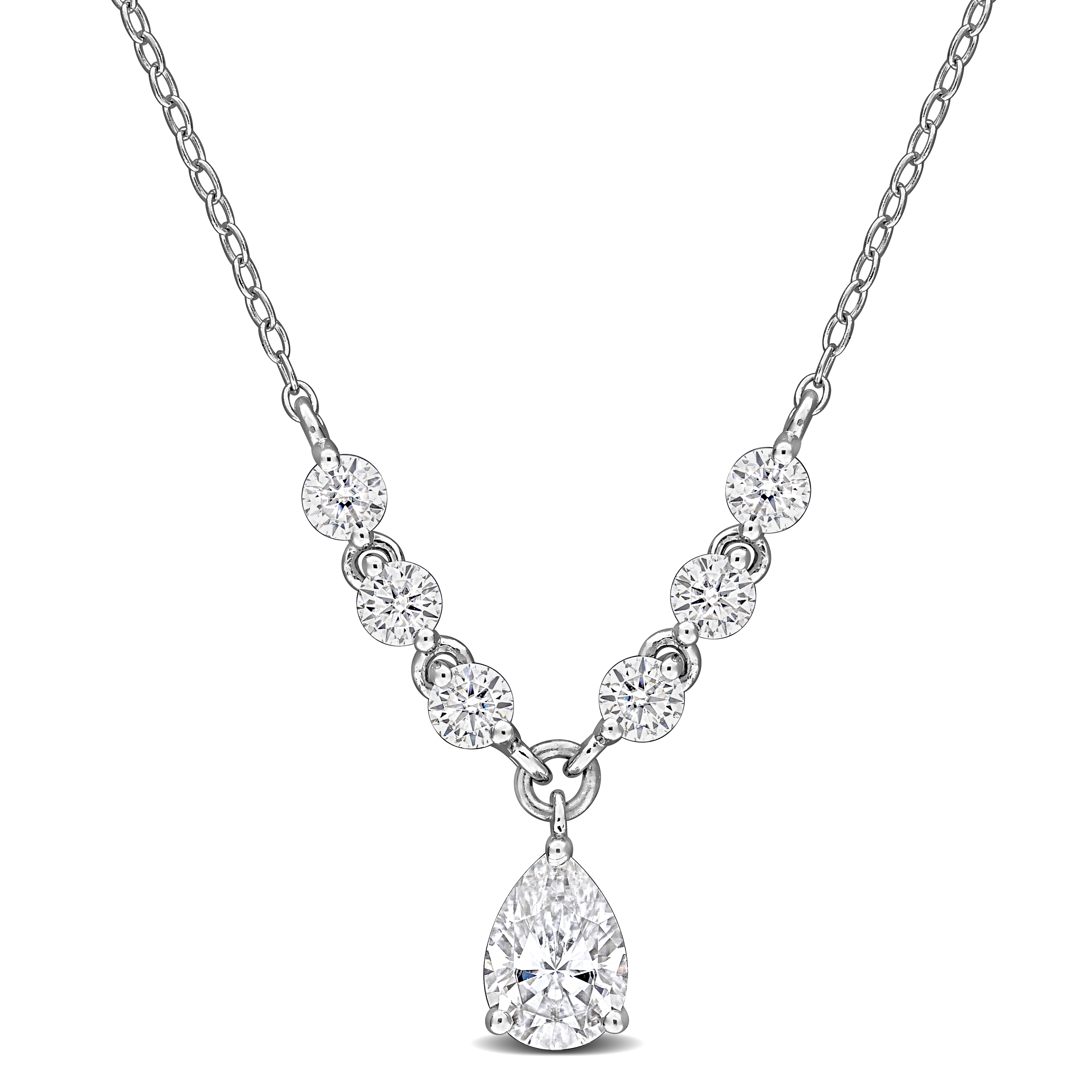 1 3/8ct DEW Created Moissanite Necklace in Sterling Silver - 17 in