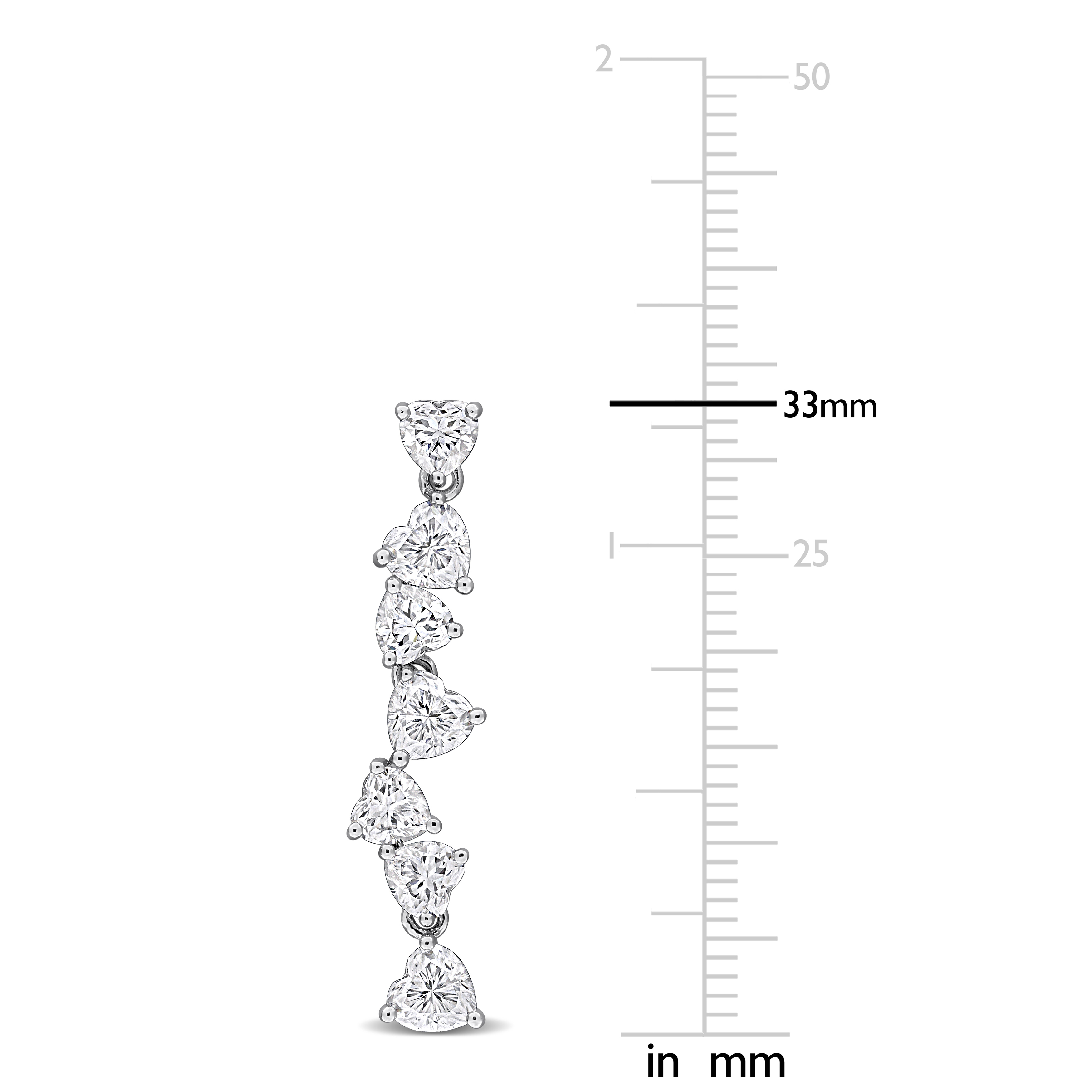 4 1/4 CT DEW Created Moissanite Graduated Heart-Shaped Linear Drop Earrings in Sterling Silver