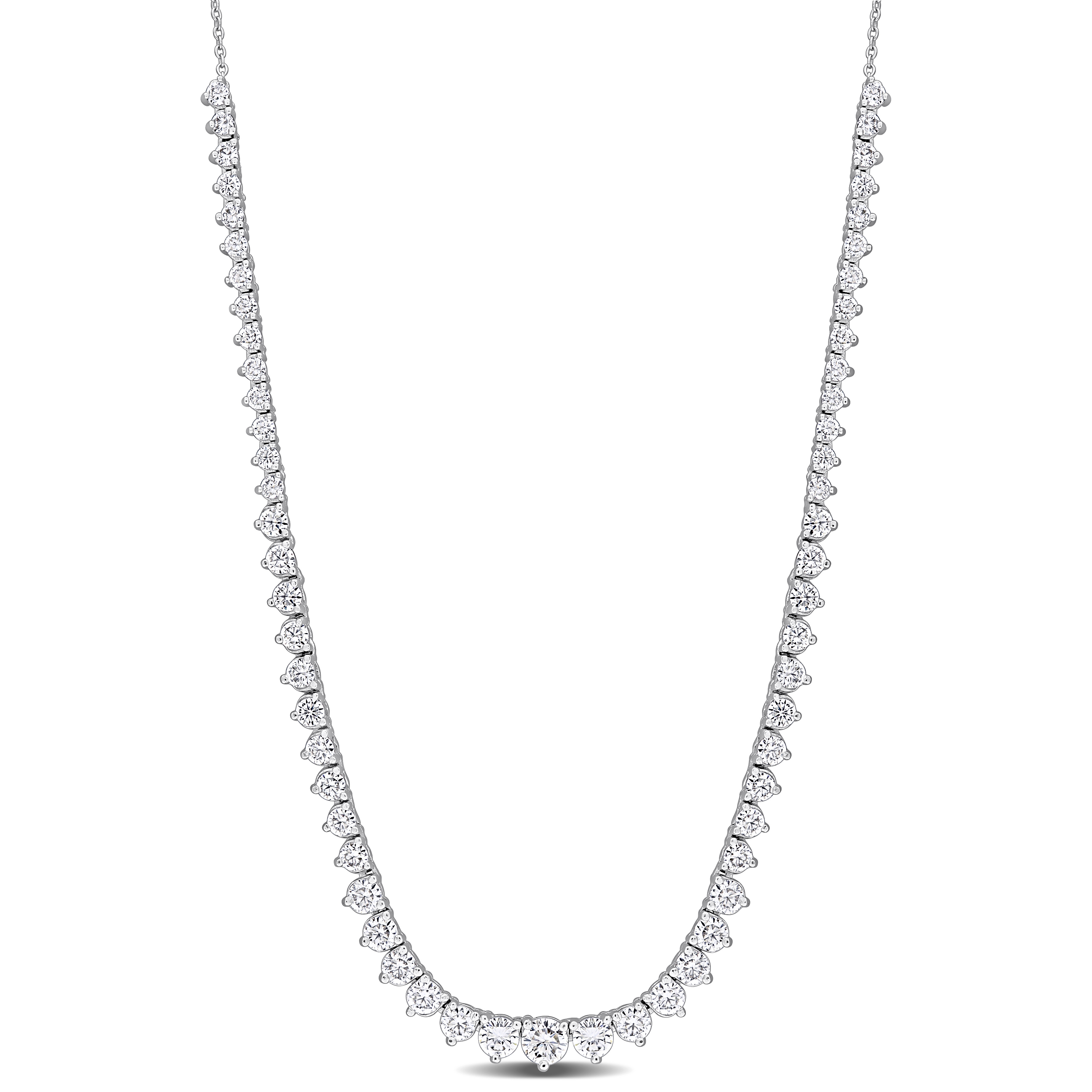3 2/5ct DEW Created Moissanite Semi-Tennis Necklace in Sterling Silver - 17 in