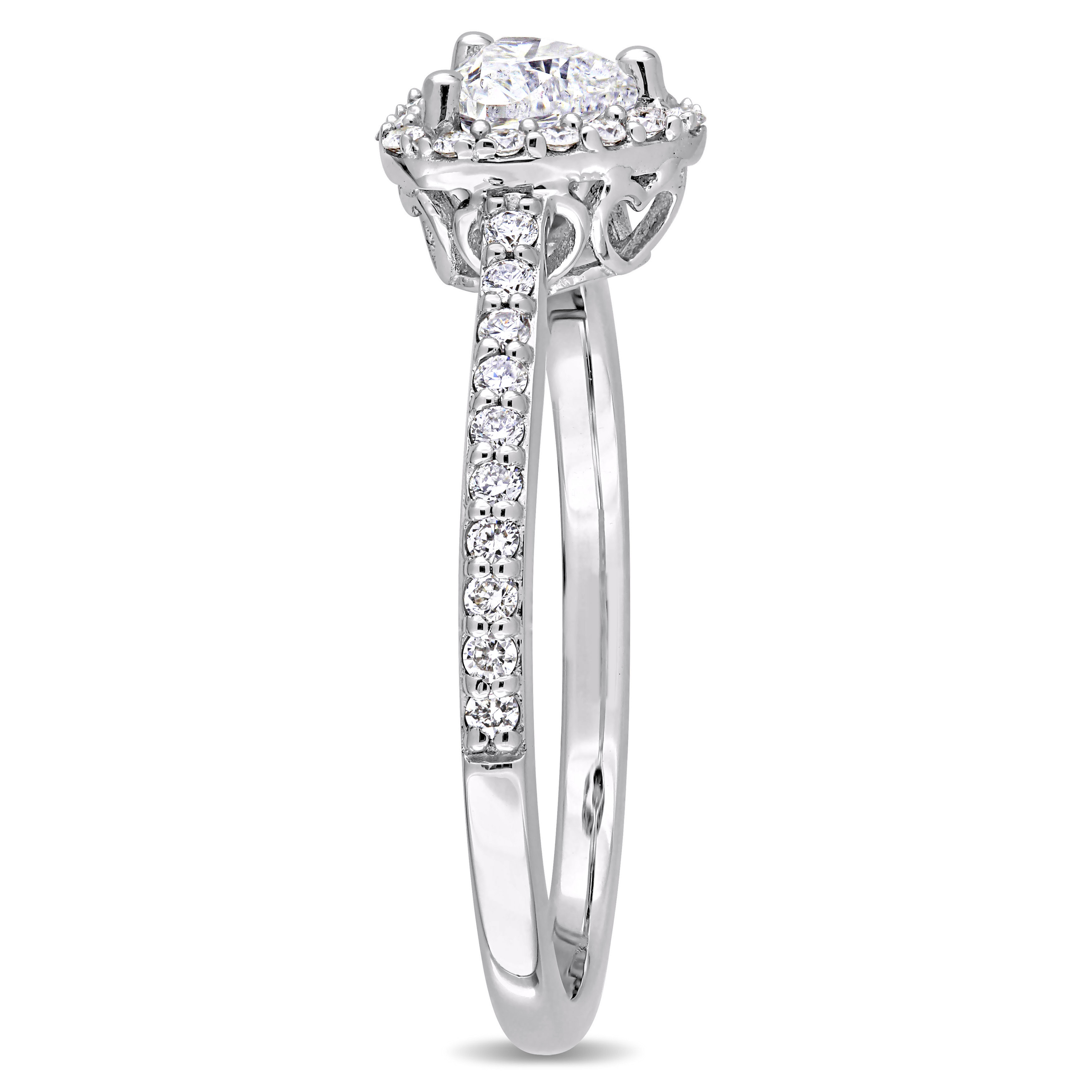 3/4 CT TW Heart and Round Diamond Engagement Ring in 14k White Gold