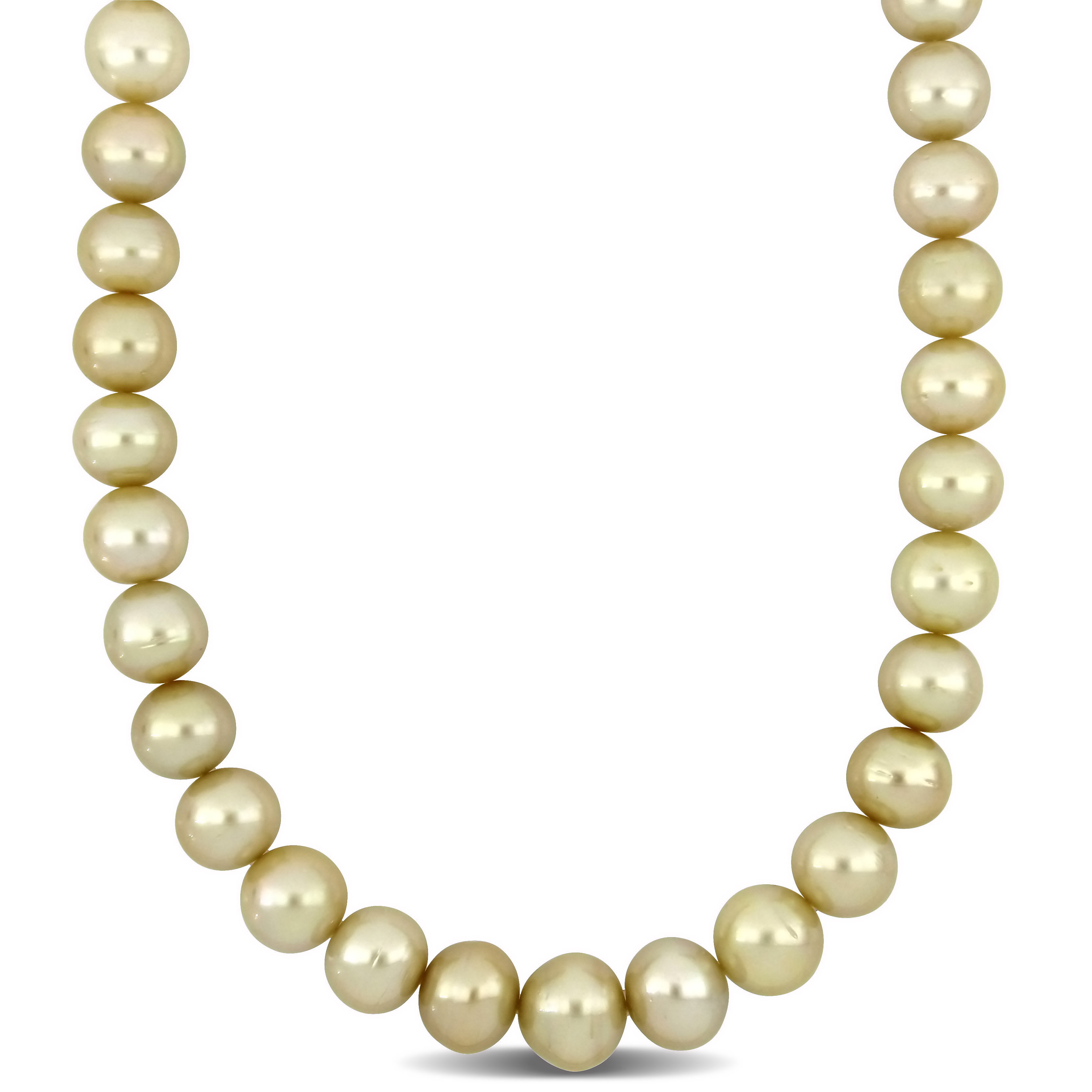 13-15 MM Golden South Sea Cultured Pearl Graduated Necklace in 14k Yellow Gold - 18 in