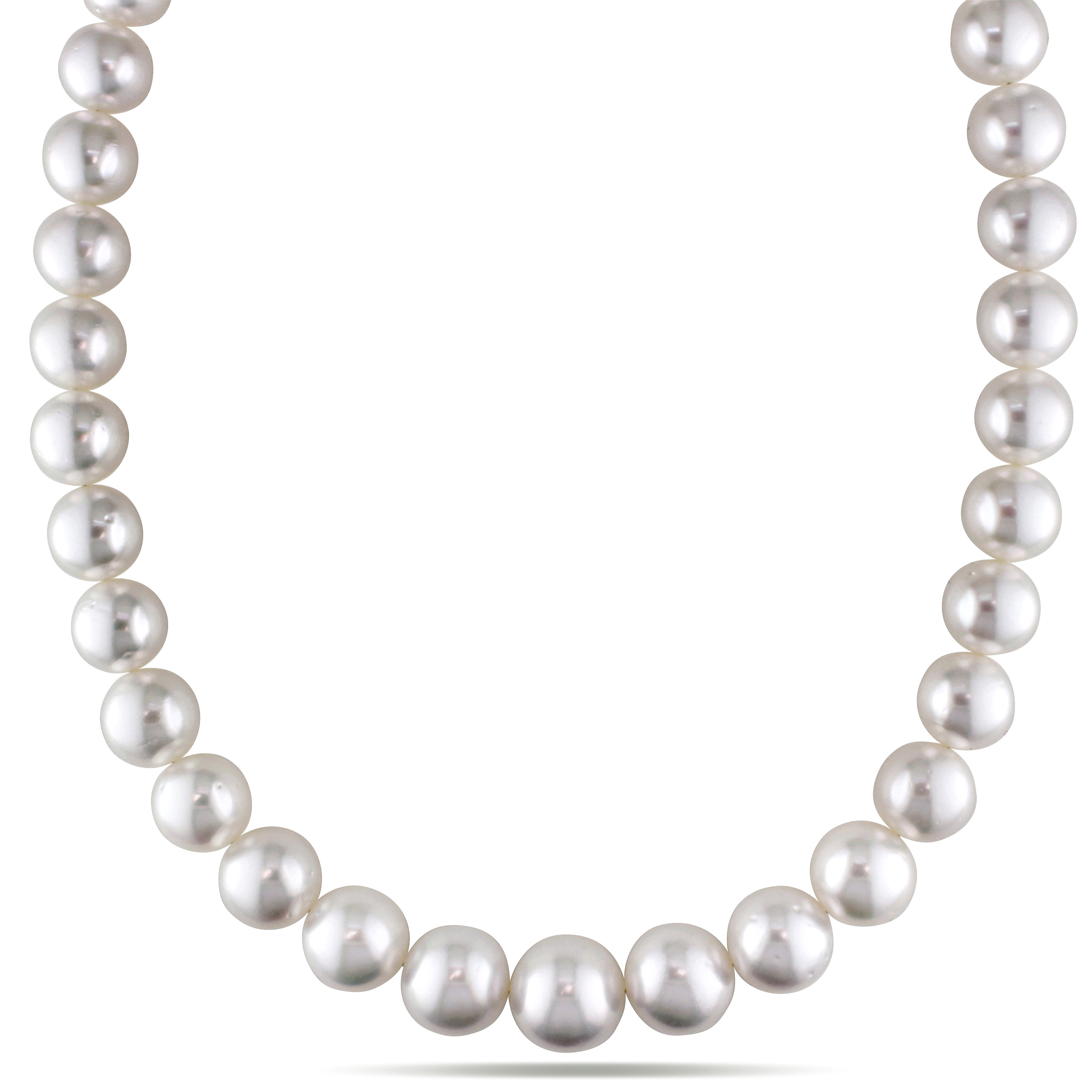 13-16 MM White South Sea Graduated Pearl Strand with 14k Yellow Gold Diamond Accent Ball Clasp - 18 in