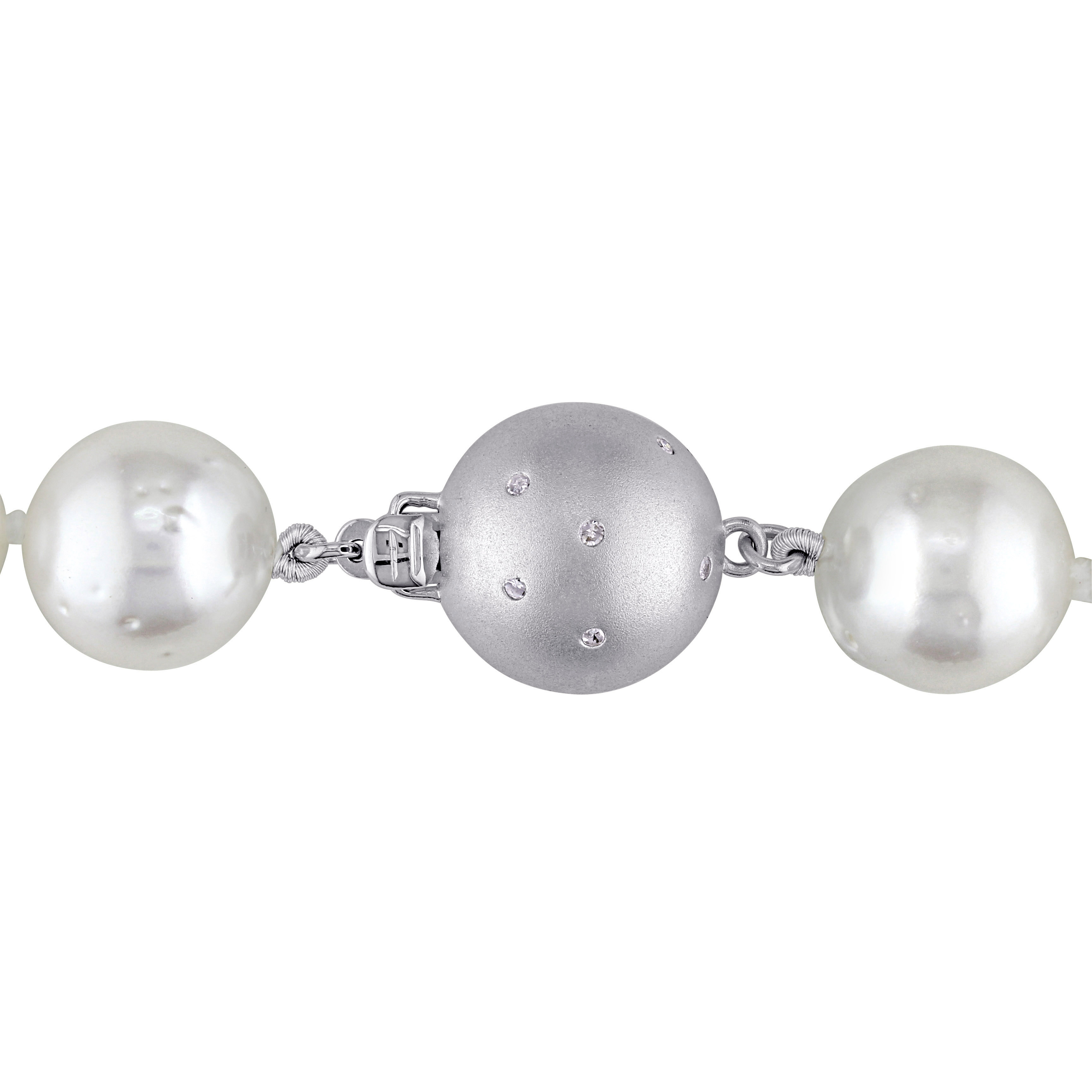 10 -12 MM South Sea Pearl Strand Necklace with 14k White Gold Clasp - 18 in