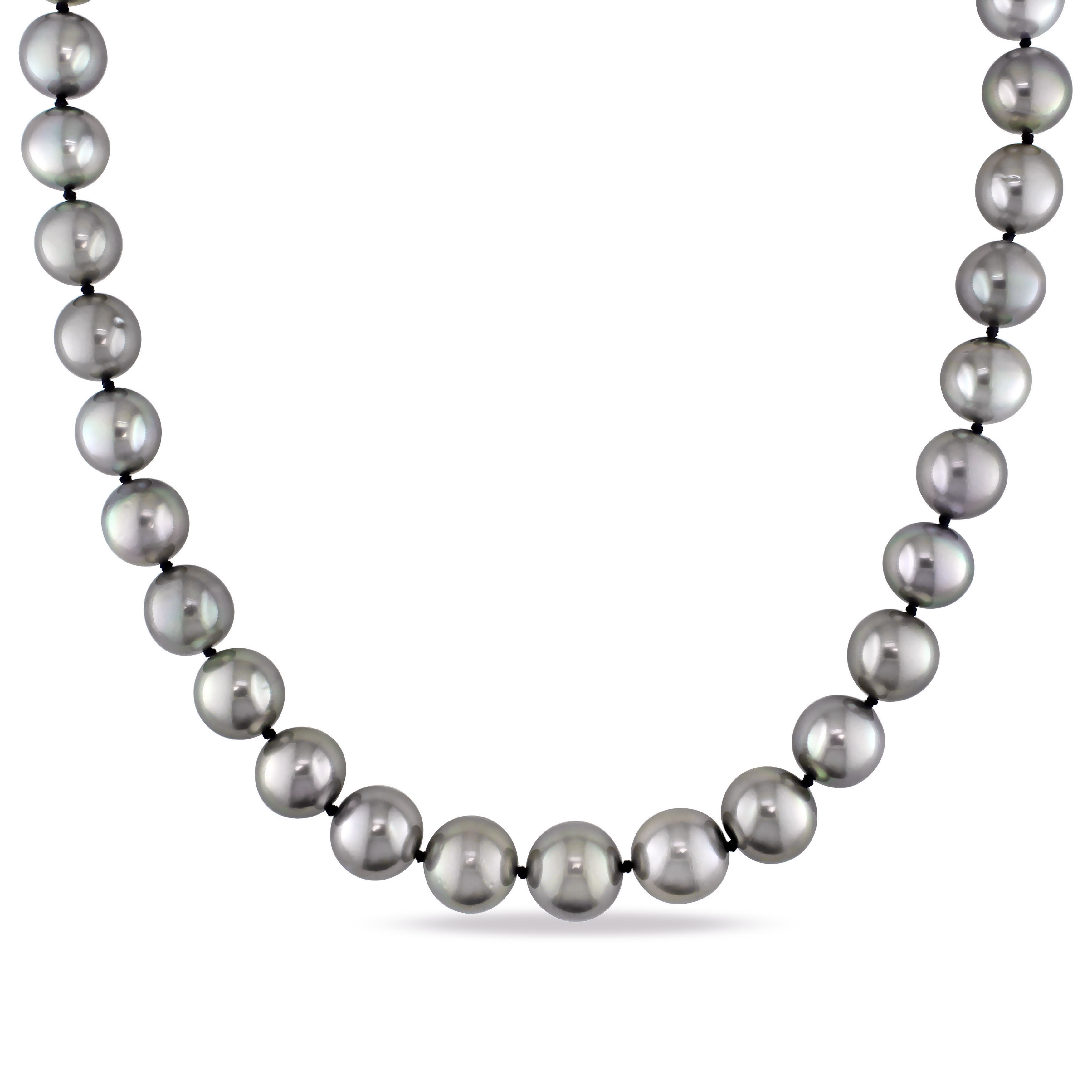 10-13 MM Graduated Black Tahitian Pearl Strand with 14k White Gold Ball Clasp - 18 in
