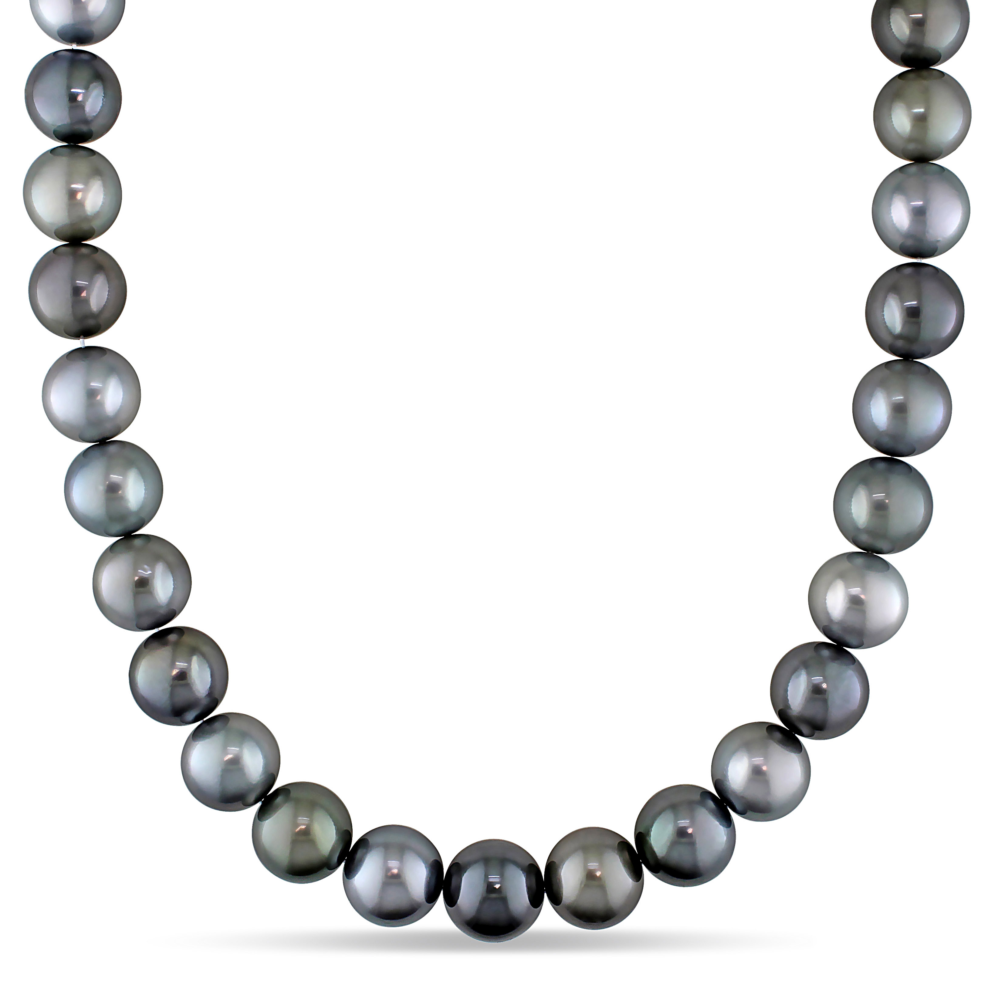 13-14 MM Multi Shades Black Tahitian Pearl Necklace with 14k White GoldDiamond Accent Ball Clasp - 18 in