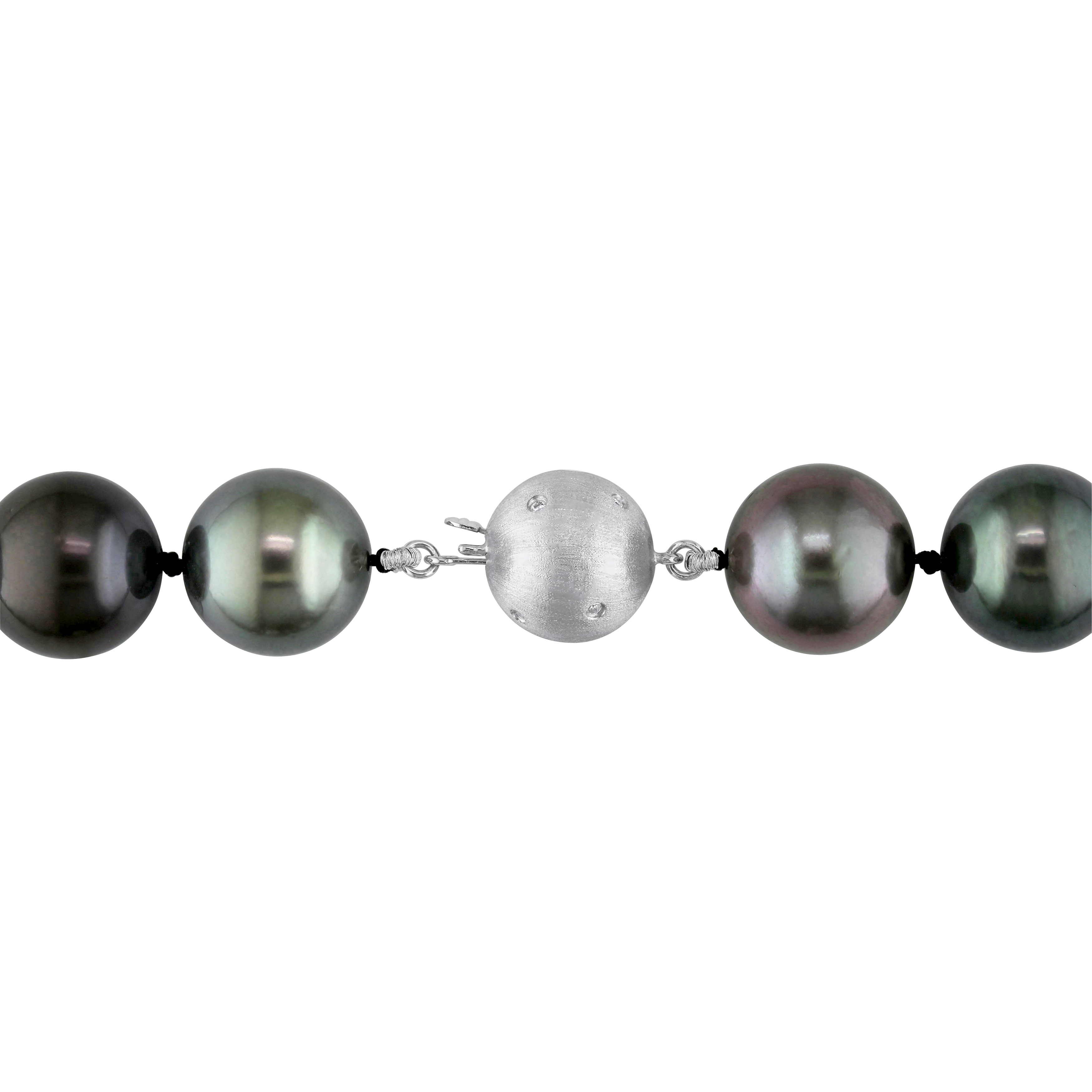 13-16 MM Graduated Multi-Color Tahitian Pearl Strand with 14k White Gold Diamond Accent Ball Clasp - 19.5 in