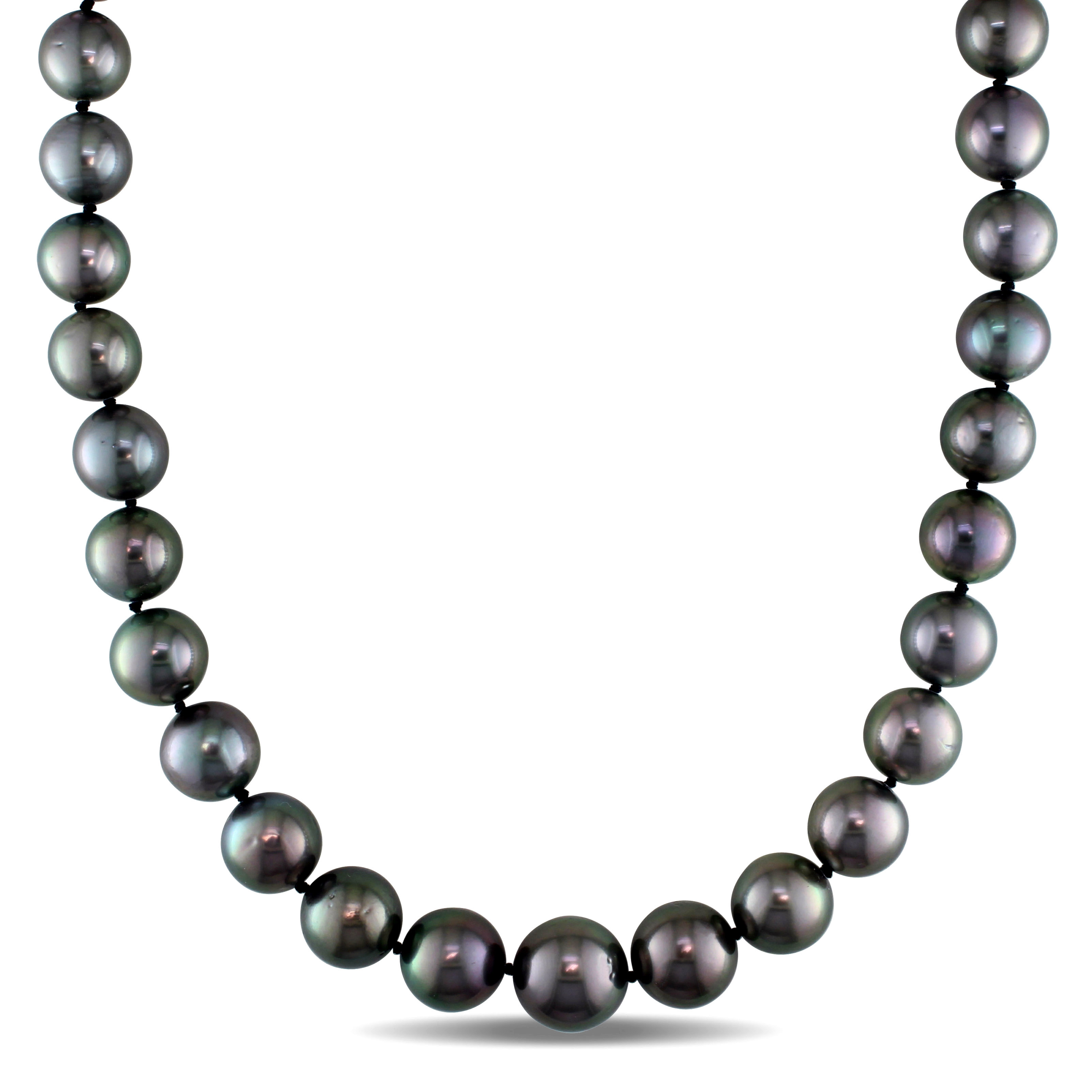 10-13 MM Graduated Tahitian Pearl Strand with 14k White Gold and 1/5 CT TW Diamond Ball Clap - 18 in