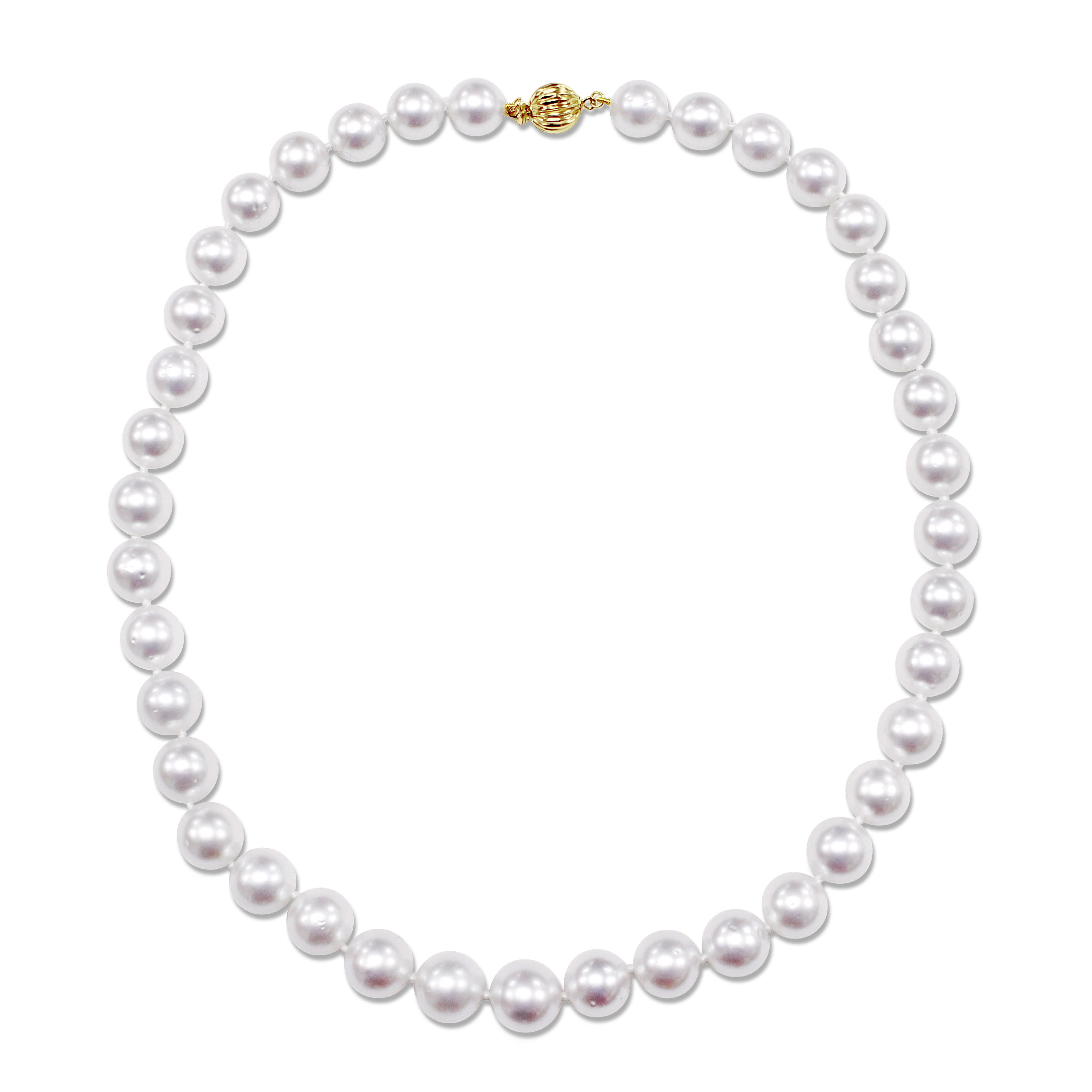 10 - 11.5 MM White South Sea Pearl Strand Necklace with 14k Yellow Gold Clasp - 18 in