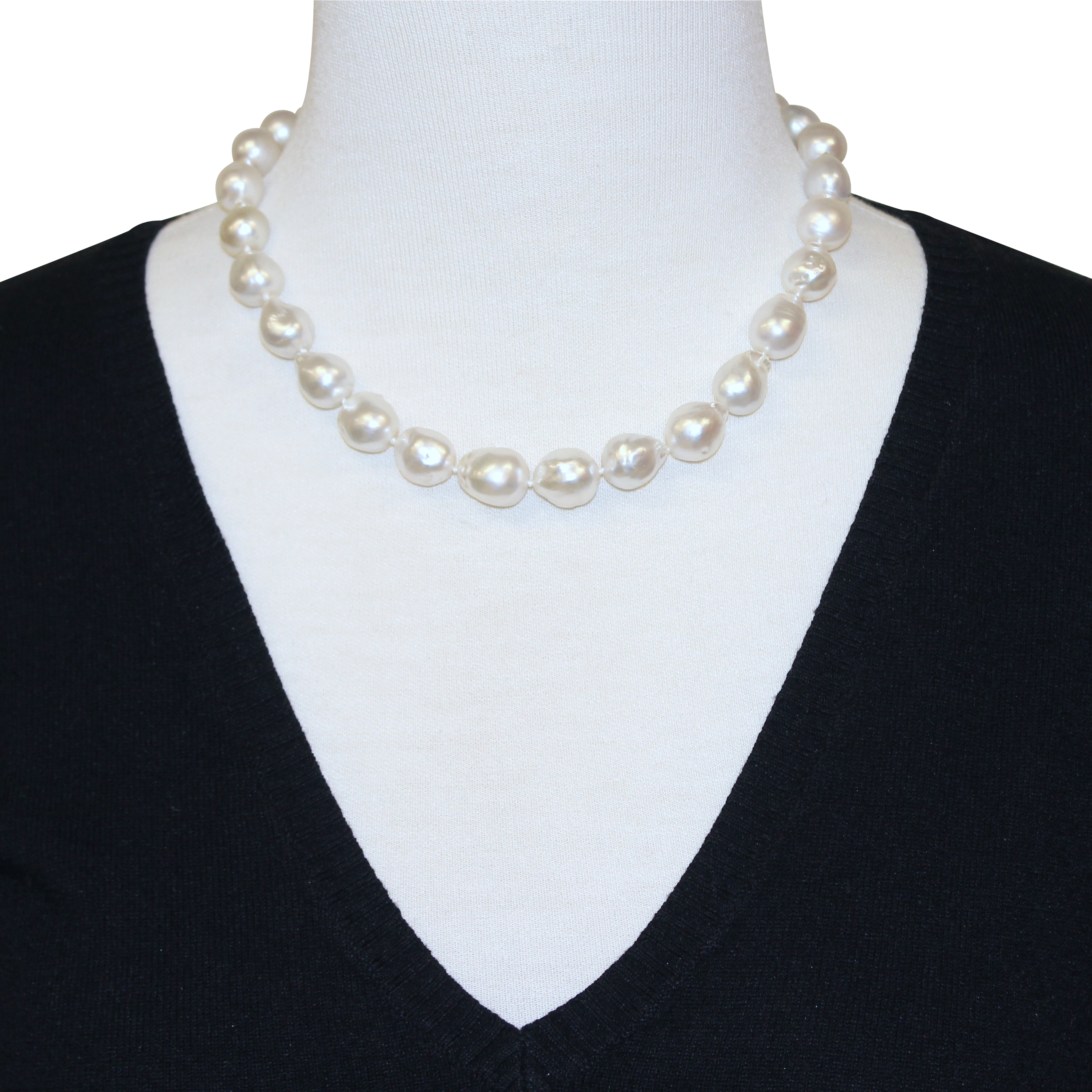 10-13 MM Natural Shape White South Sea Pearl Strand Necklace with 14k  Yellow Gold Clasp - 18 in - CBG001200