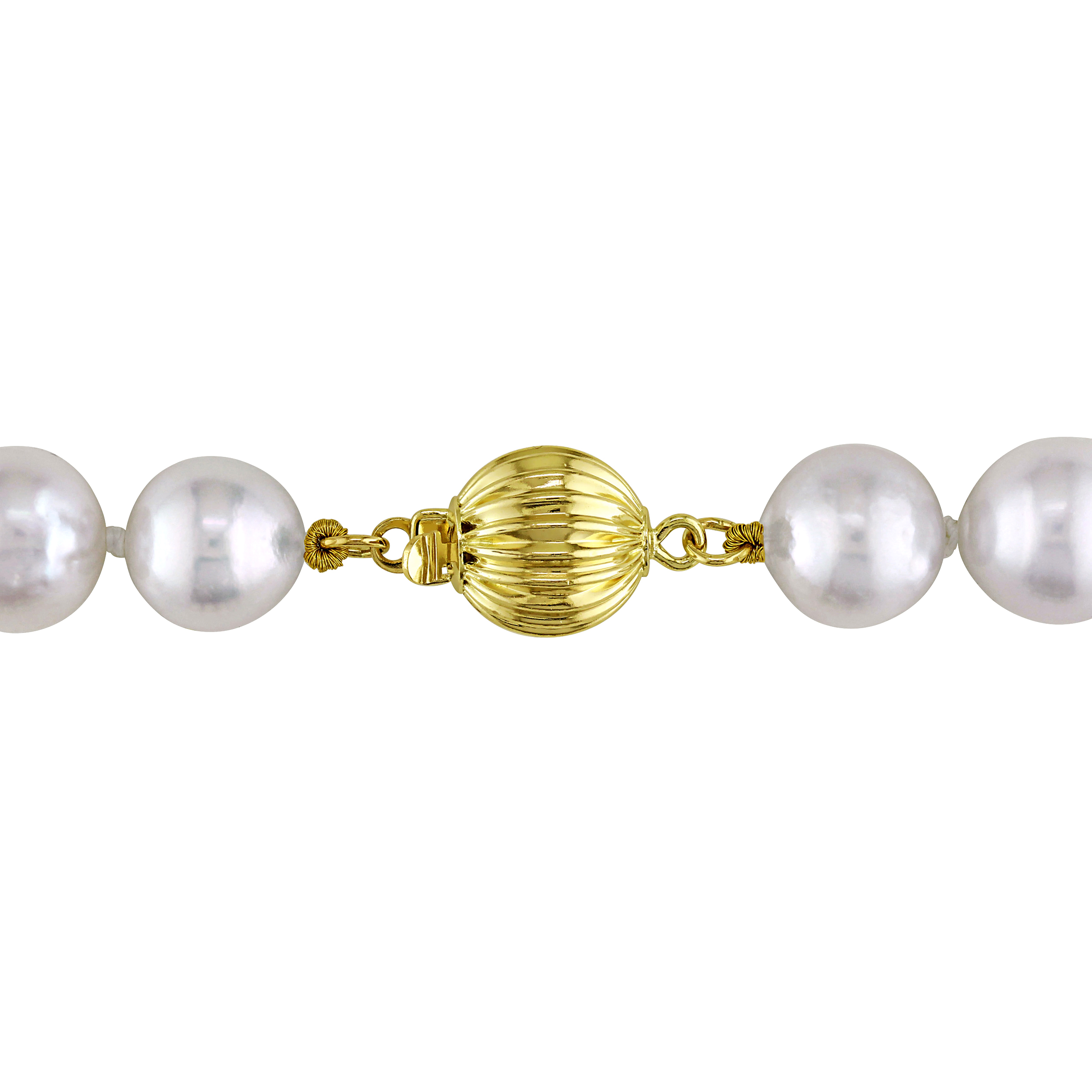 8.5-10 MM White Semi-Round White South Sea Pearl Strand Necklace with 14k Yellow Gold Clasp - 18 in