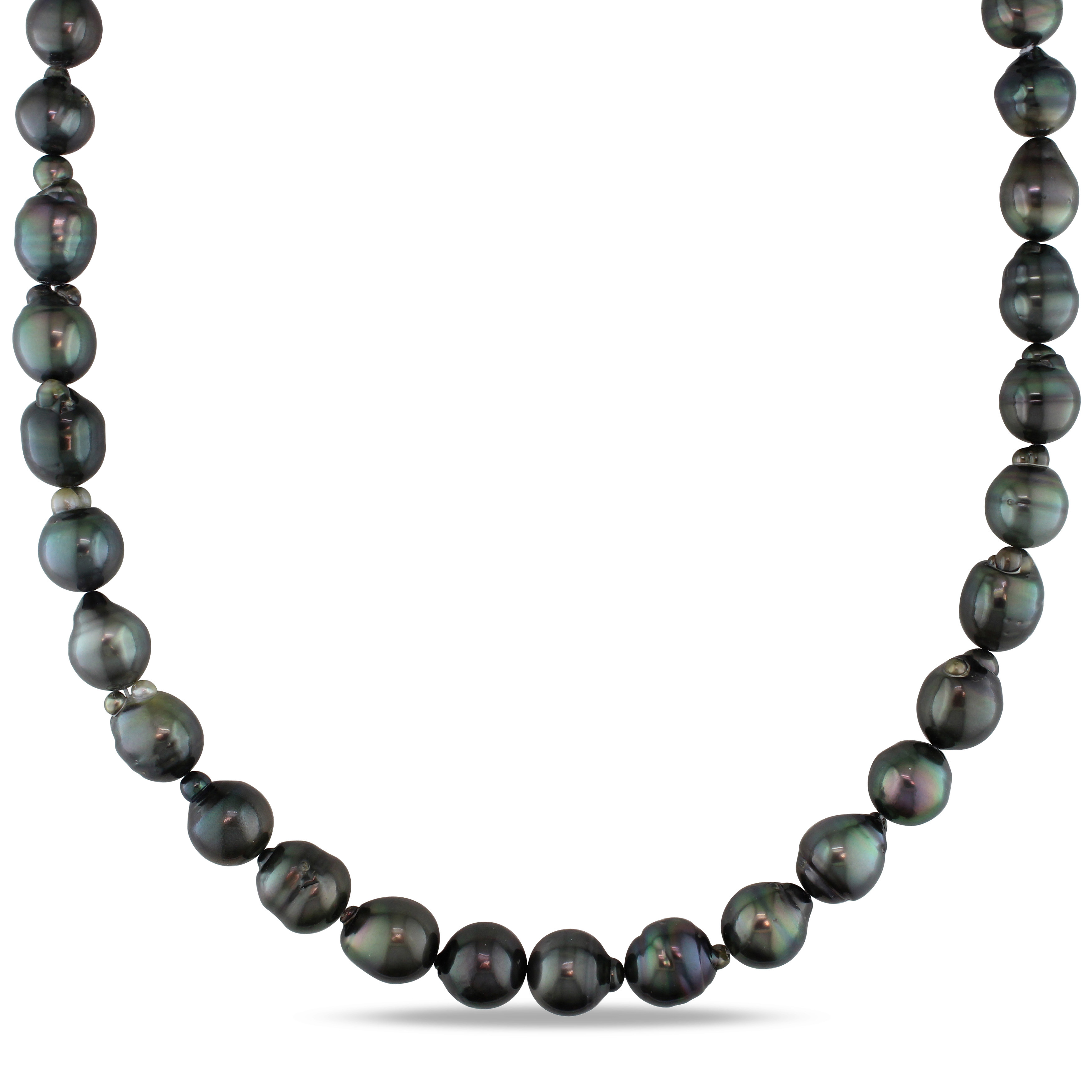 9-11 MM Black Tahitian Pearl Strand with 14k White Gold Ball Clasp - 18 in