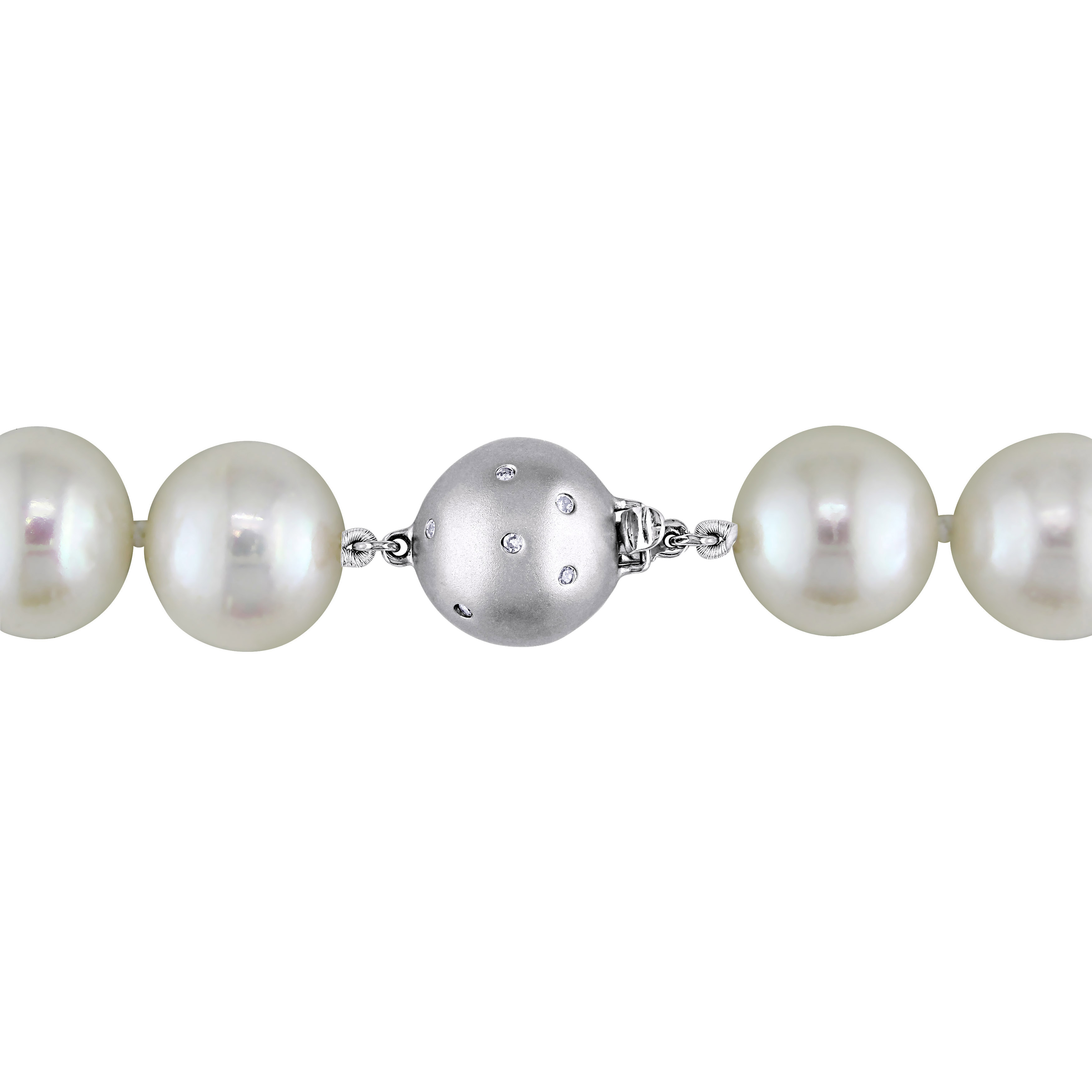 12.5-14.5 MM Semi-Round Cultured Freshwater Pearl Strand Necklace with 14k White Gold Diamond Accent Clasp - 18 in