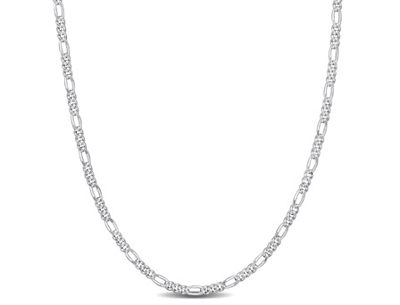 Amour Sterling Silver 2.2mm Figaro Chain Necklace - 18 in. | eBay