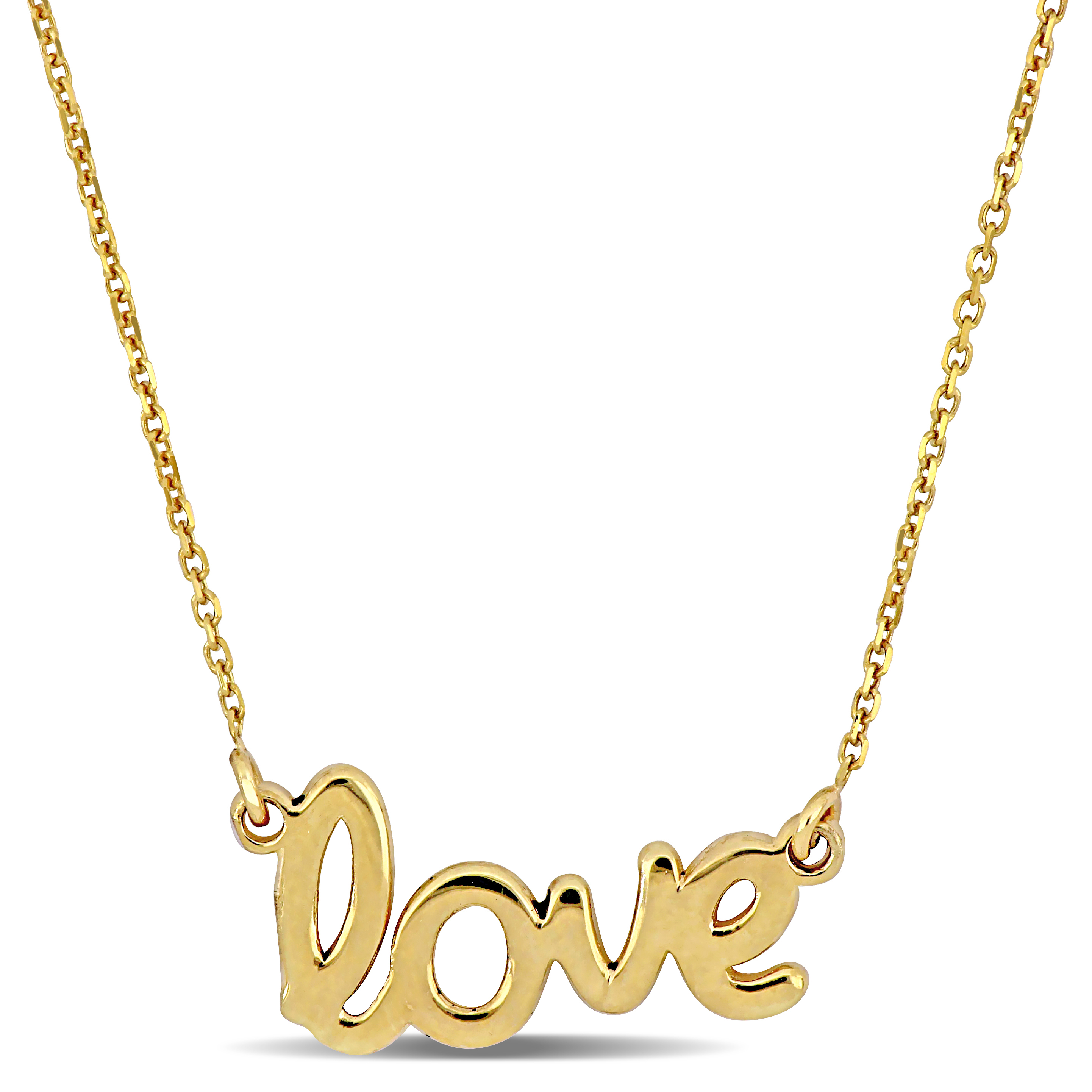 "LOVE" Necklace with Chain in 14k Yellow Gold - 16.5+1 in.