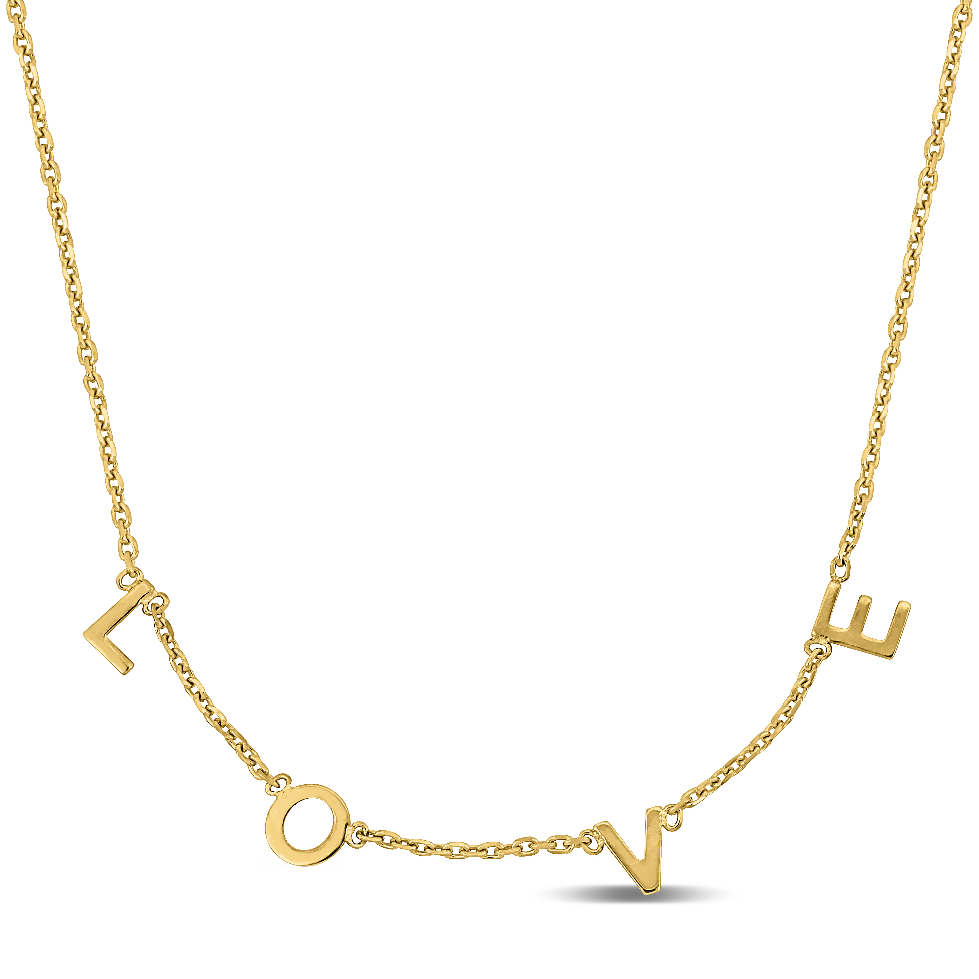 "LOVE" Necklace with Chain in 14k Yellow Gold - 16.5+1 in.