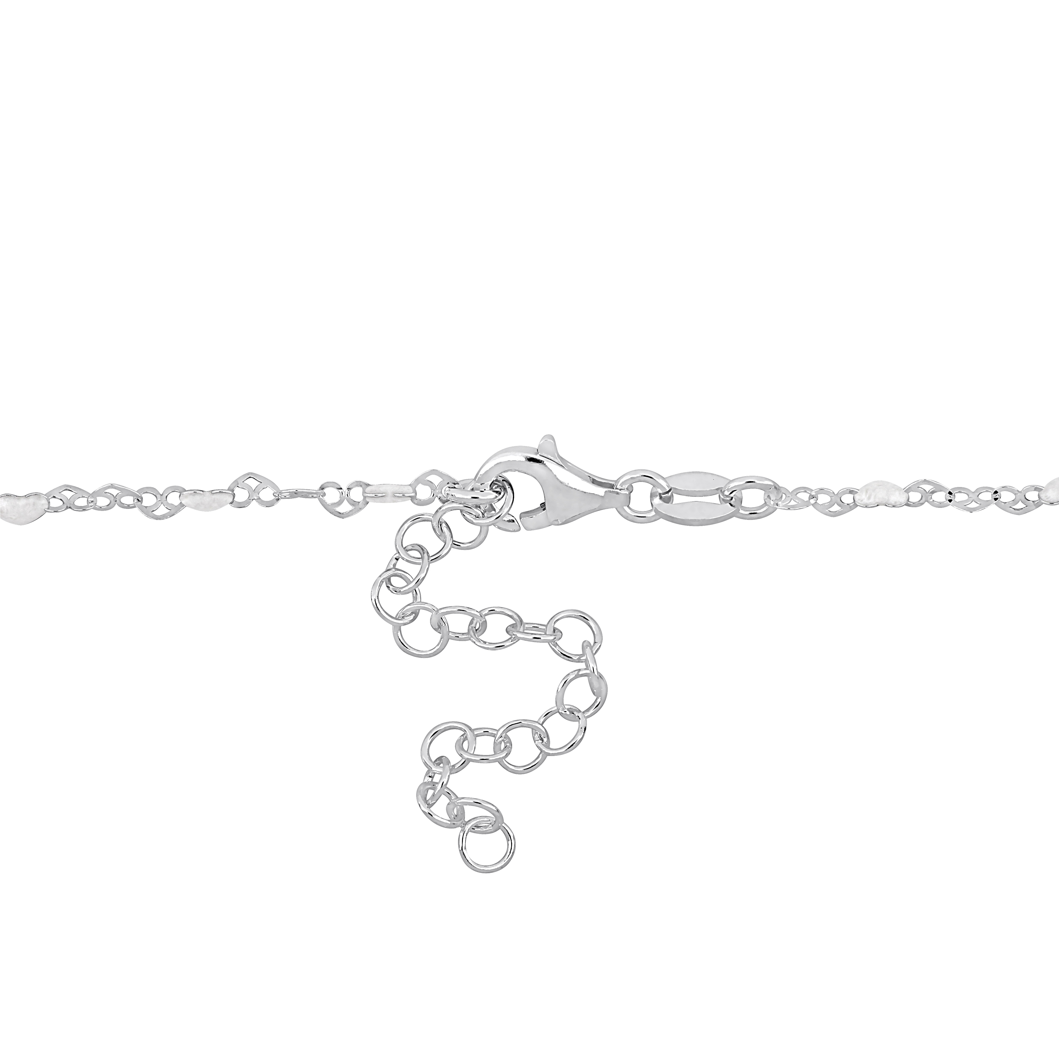 White Enamel Heart Link Necklace in Sterling Silver - 16 in.