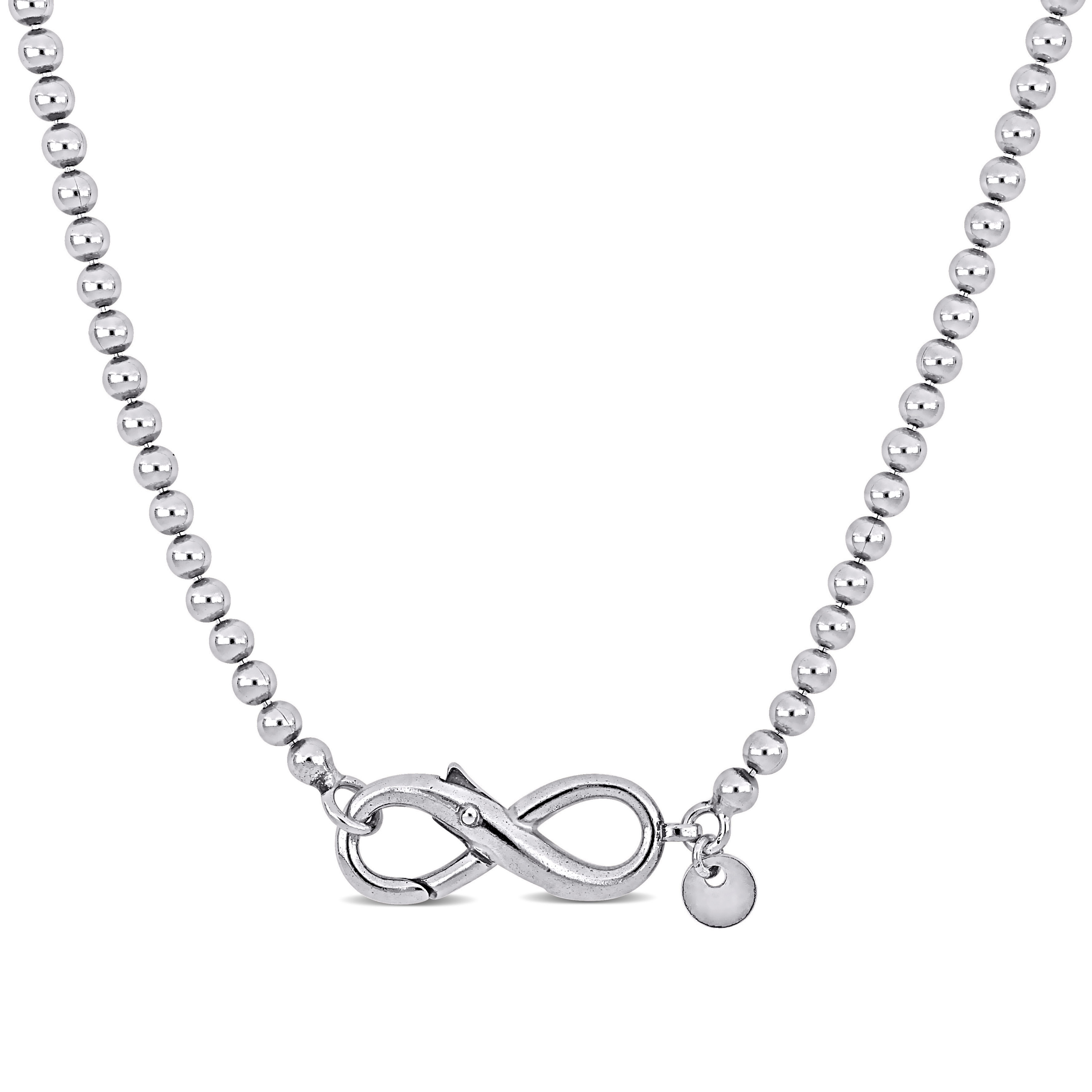 Infinity Clasp Bead Link Necklace in Sterling Silver - 20 in.
