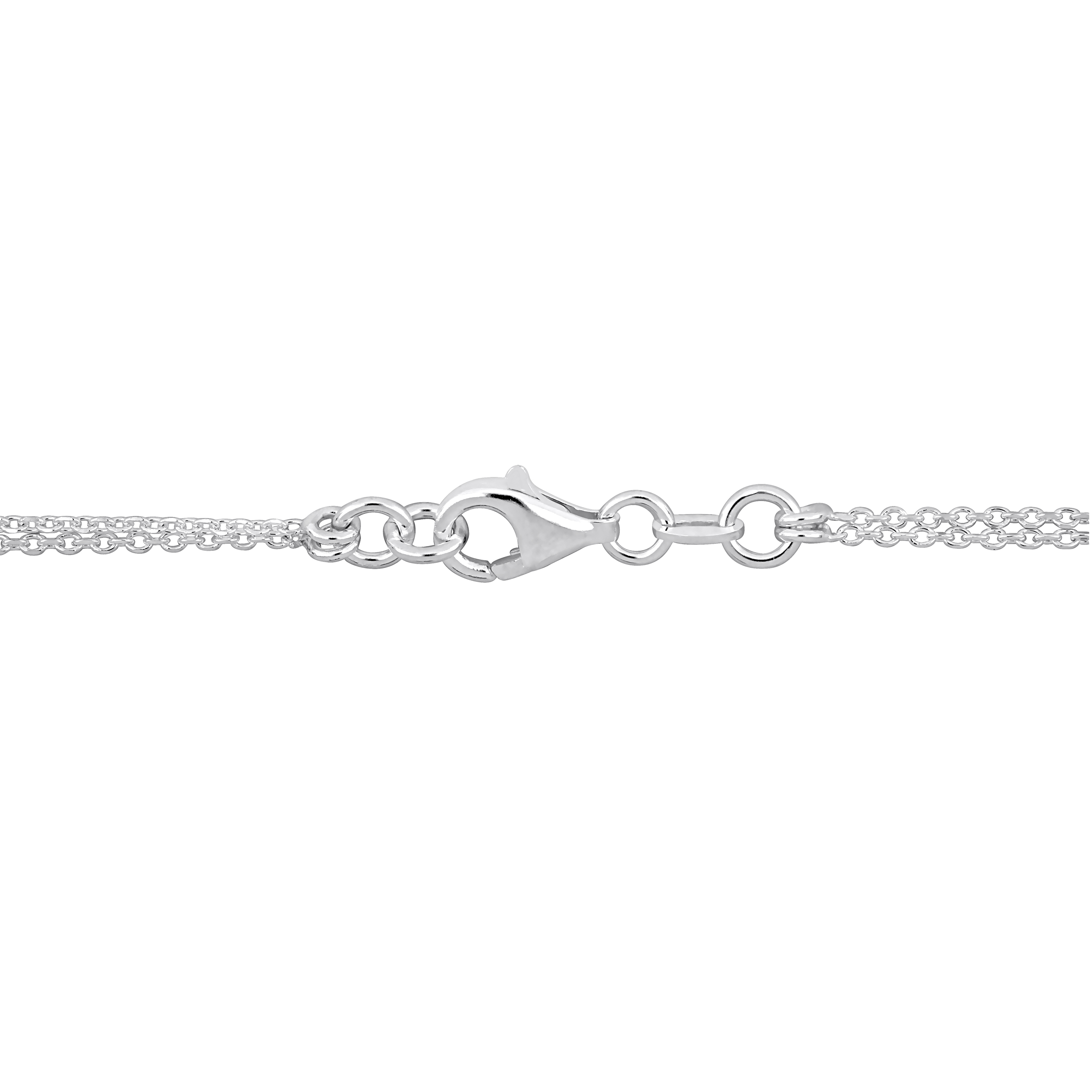 Two Heart Double Strand Charm Necklace in Sterling Silver - 16+18 in.