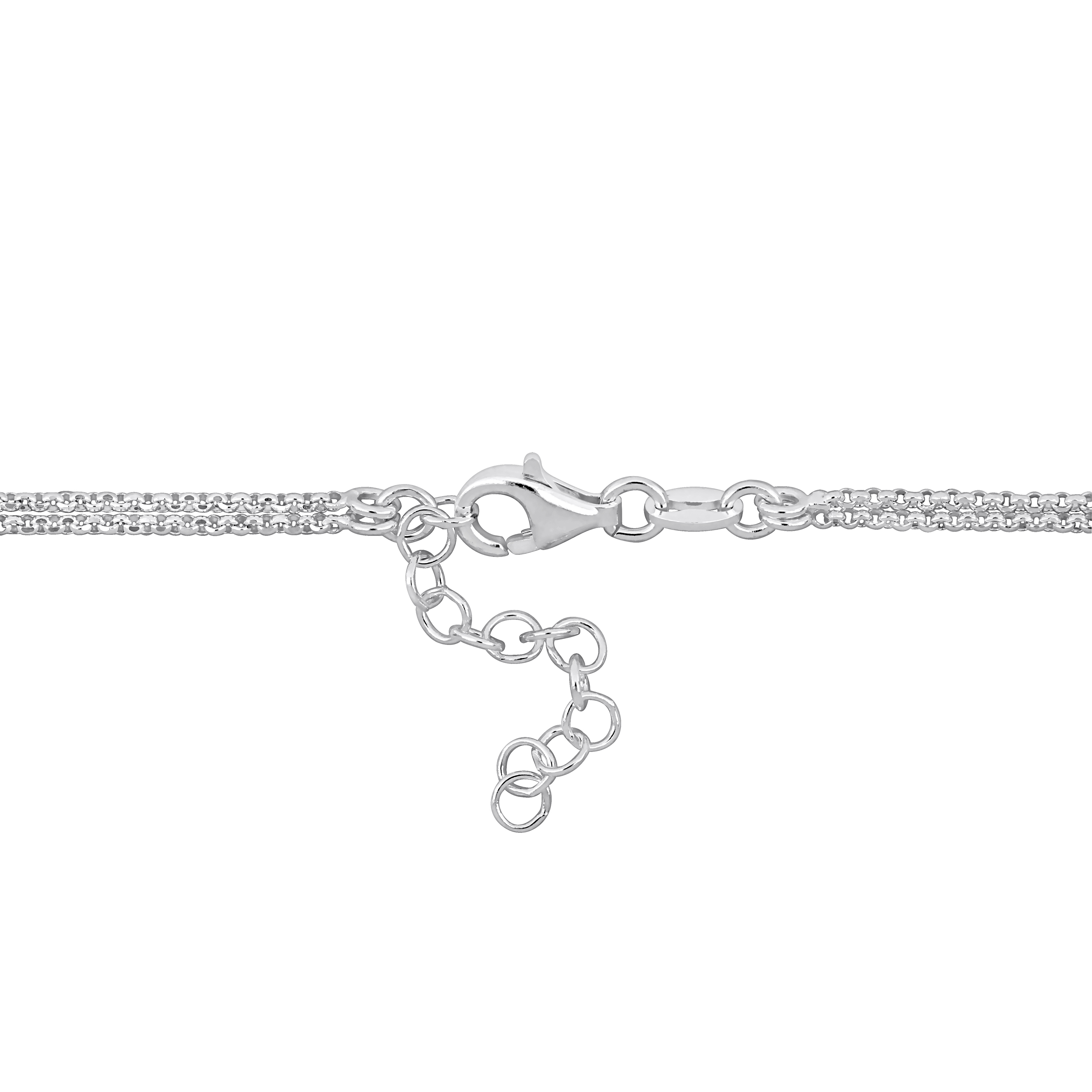Infinity and Heart Charm Double Strand Necklace in Sterling Silver - 16+18+1 in.