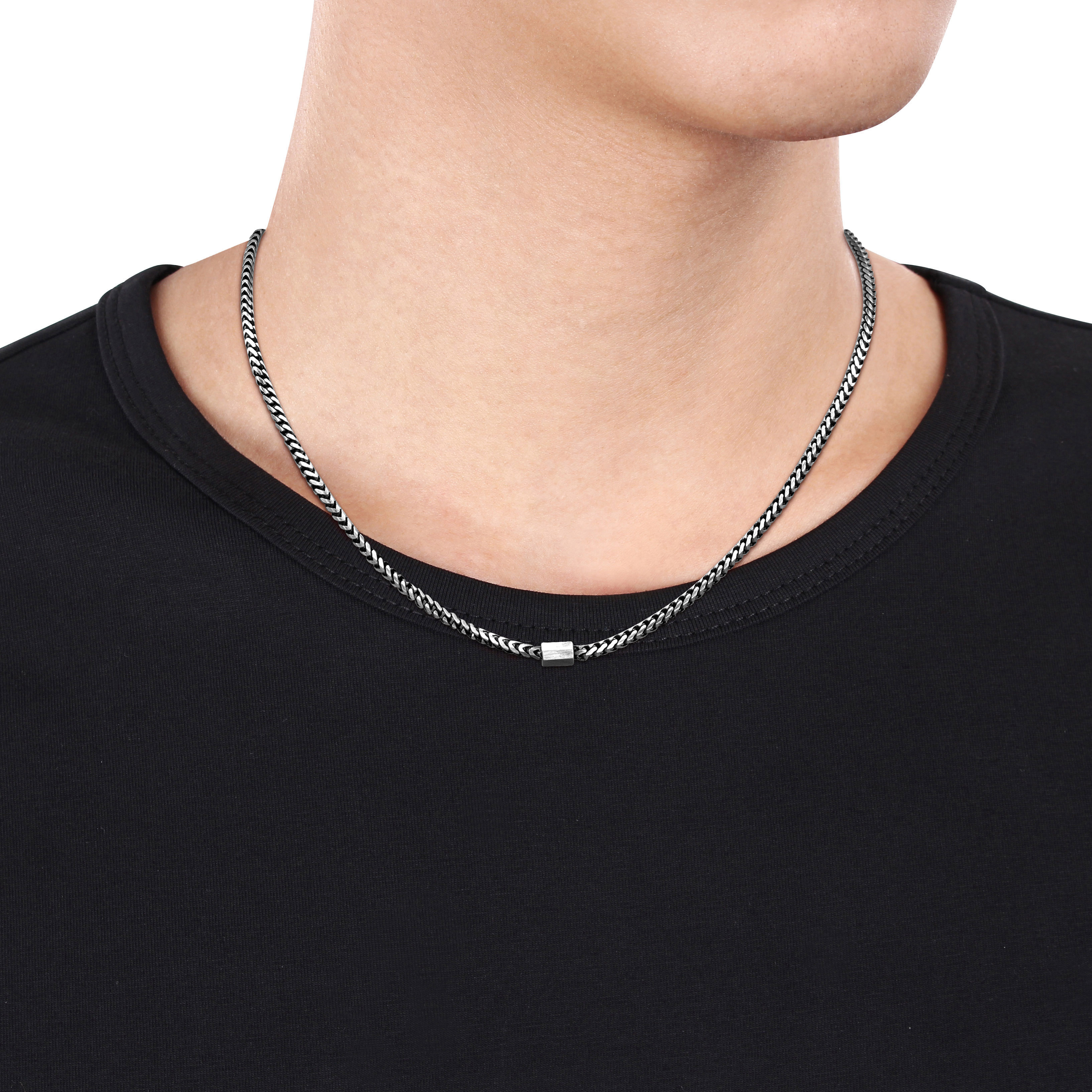 Franco Link Necklace in Oxidized Sterling Silver - 20 in.