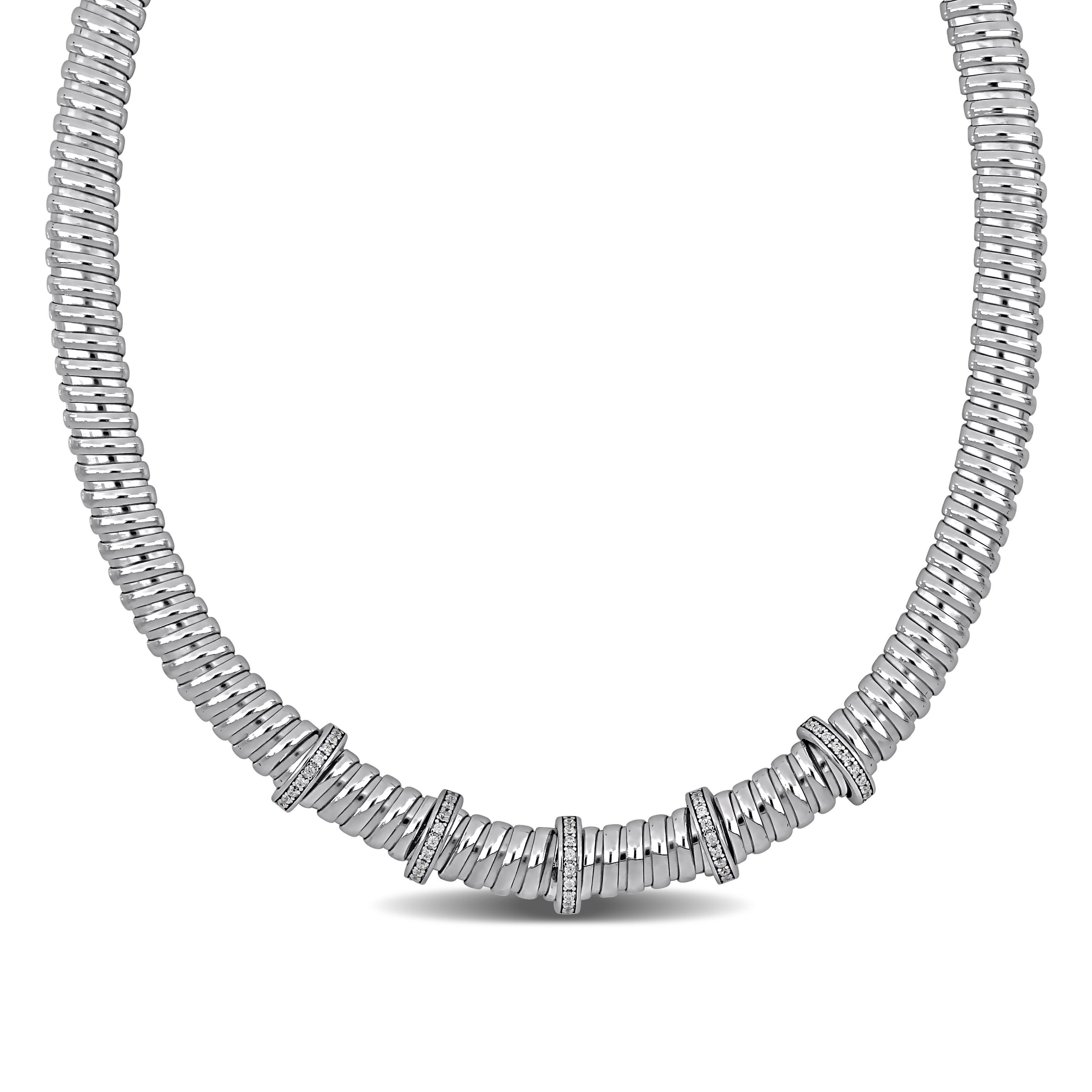 1/2ct TGW Cubic Zirconia Bombe Omega Station Necklace in Sterling Silver - 17.5 in