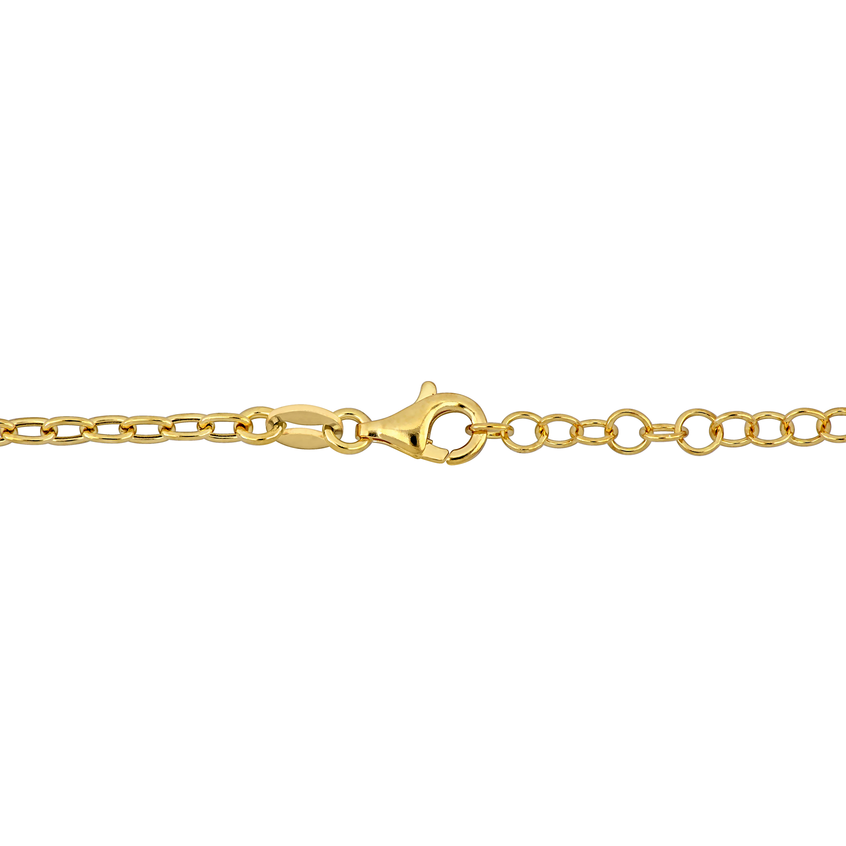 Double Pear Shape Link Station Necklace in Yellow Plated Sterling Silver- 23+2 in.