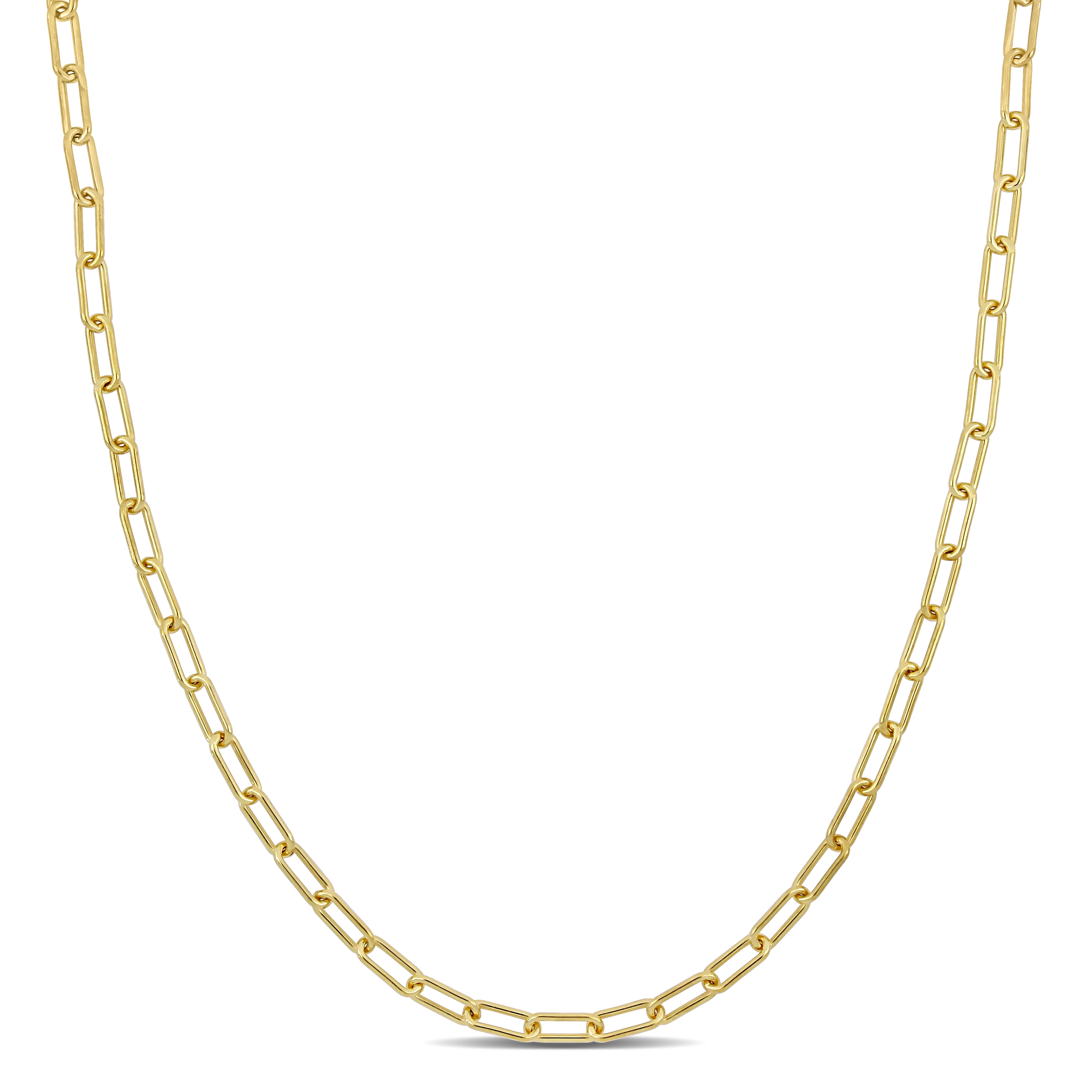 3.5MM Oval Link Necklace in Yellow Plated Sterling Silver