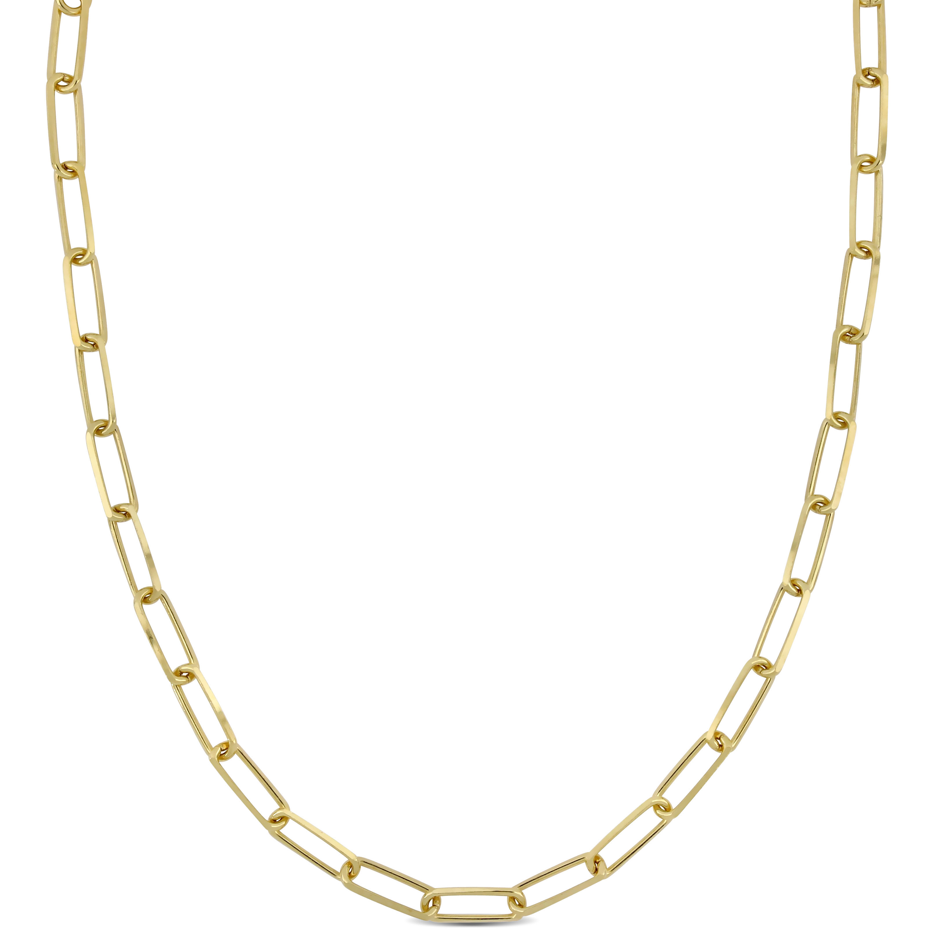 5 MM Diamond Cut Paperclip Chain Necklace in Yellow Plated Sterling Silver - 18 in.