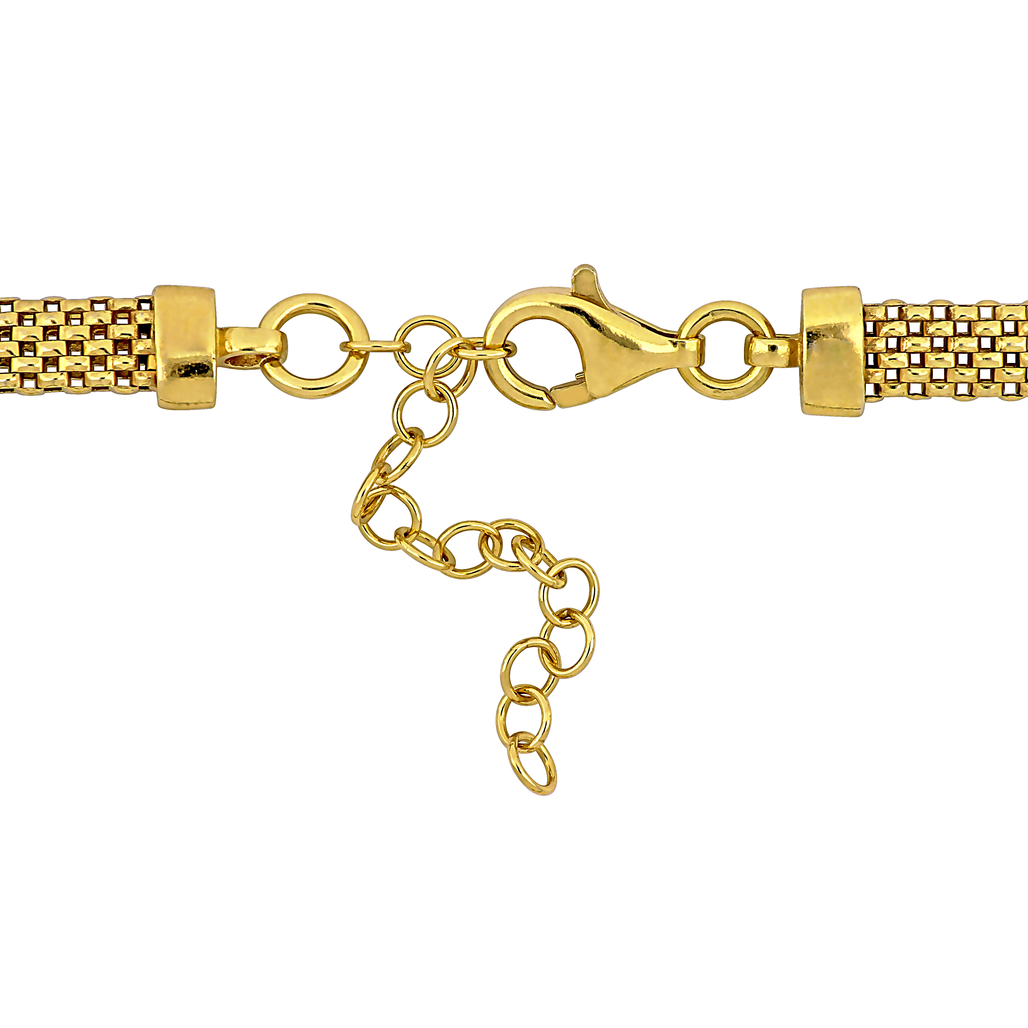 7/8ct TGW Cubic Zirconia Heart Popcorn Necklace in Yellow Plated Sterling Silver - 16 in + 2 ext.