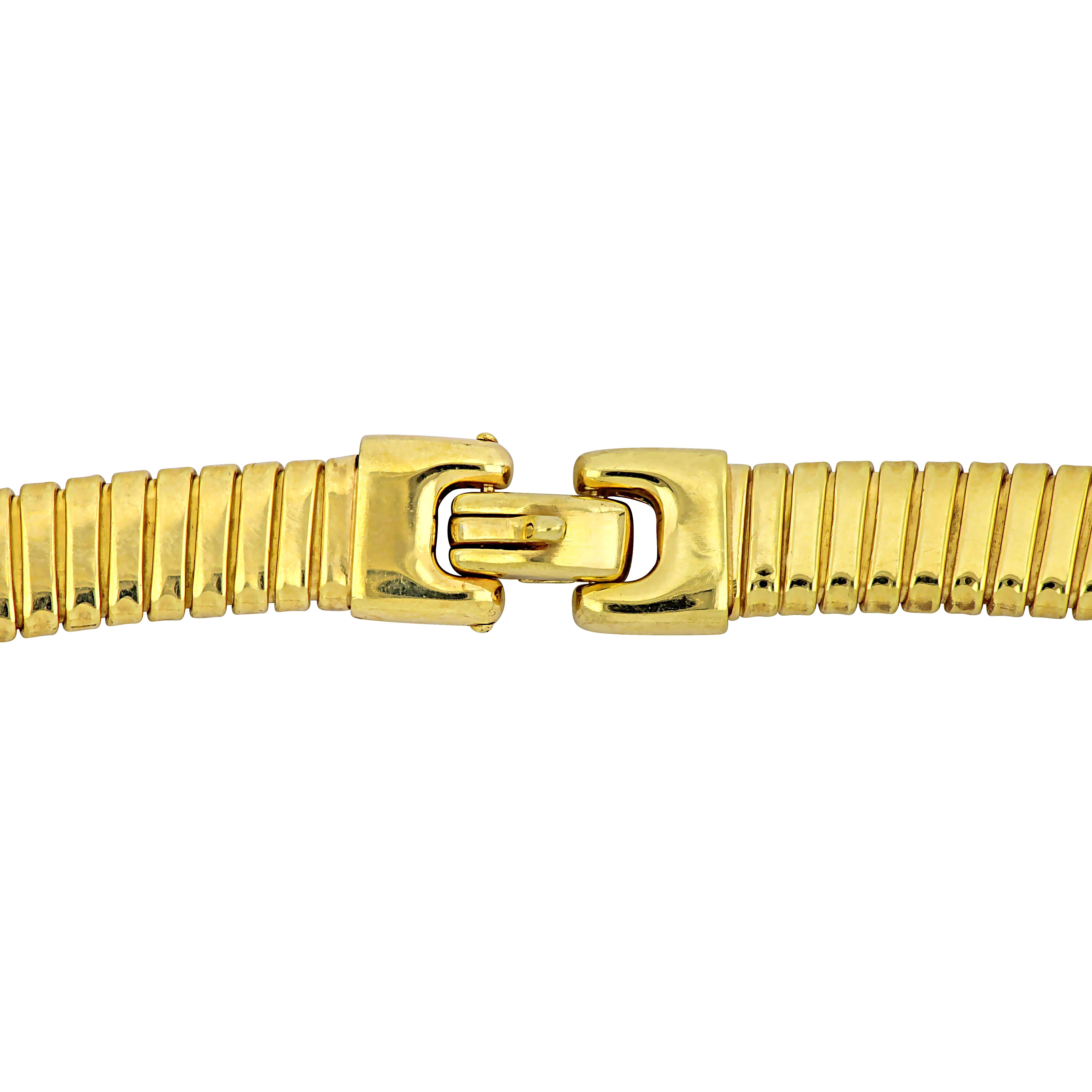 1 3/4ct TGW Cubic Zirconia Trio Double Bar Omega Necklace in Two-Tone Sterling Silver - 18 in