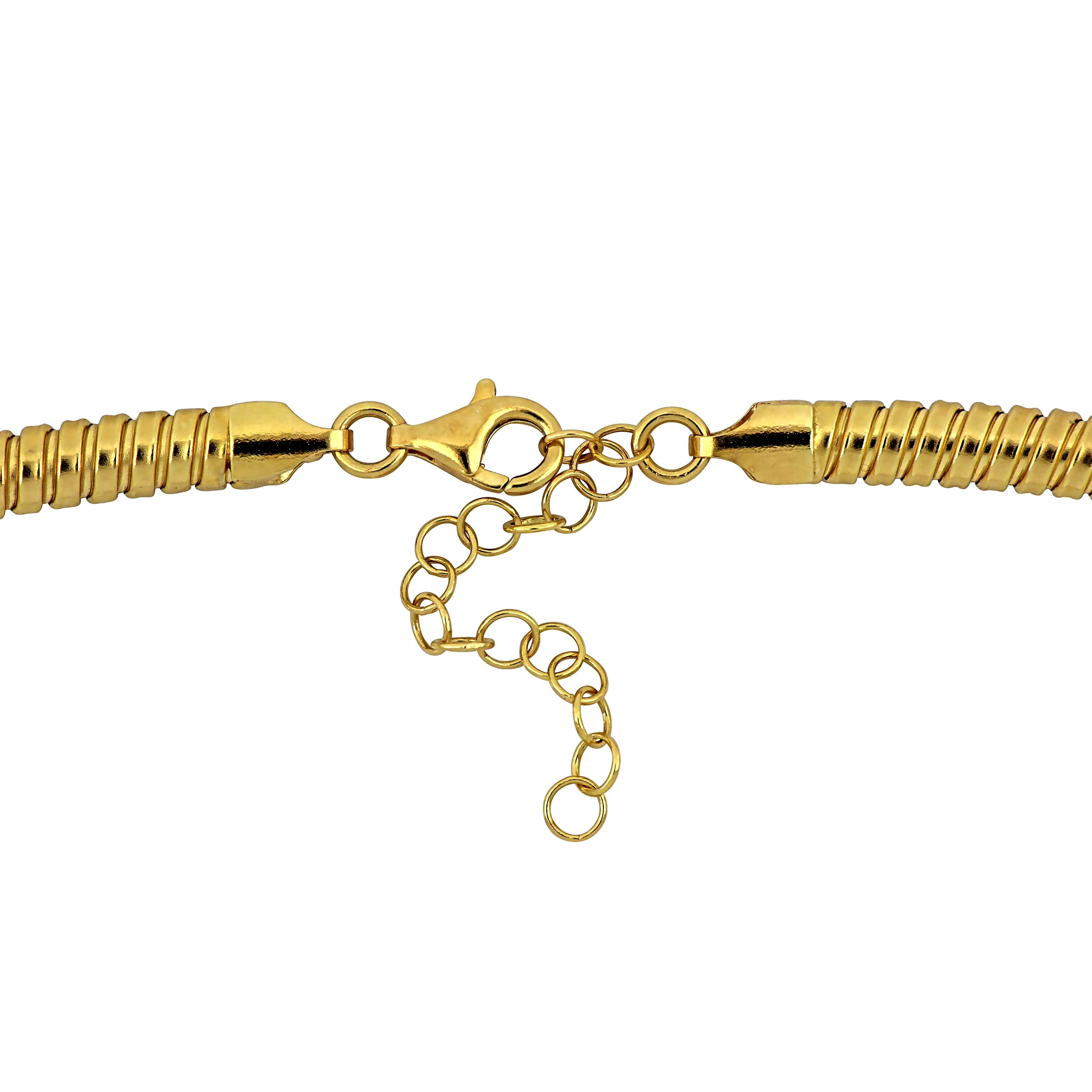 3 5/8ct TGW Cubic Zirconia Station Omega Necklace in Yellow Plated Sterling Silver - 16.5 in + 2 ext