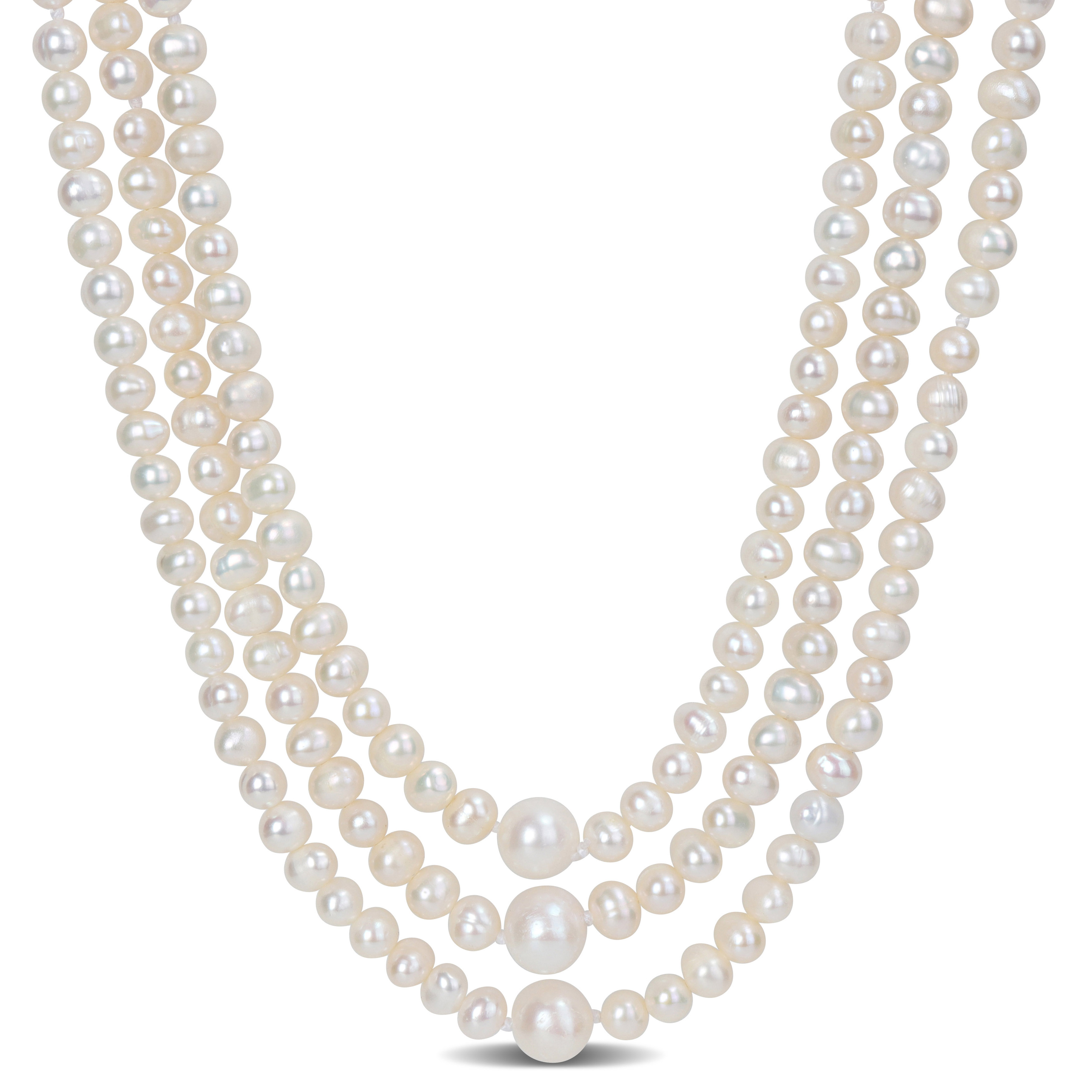 5 - 8.5 MM White Freshwater Cultured Pearl Endless 100" Necklace