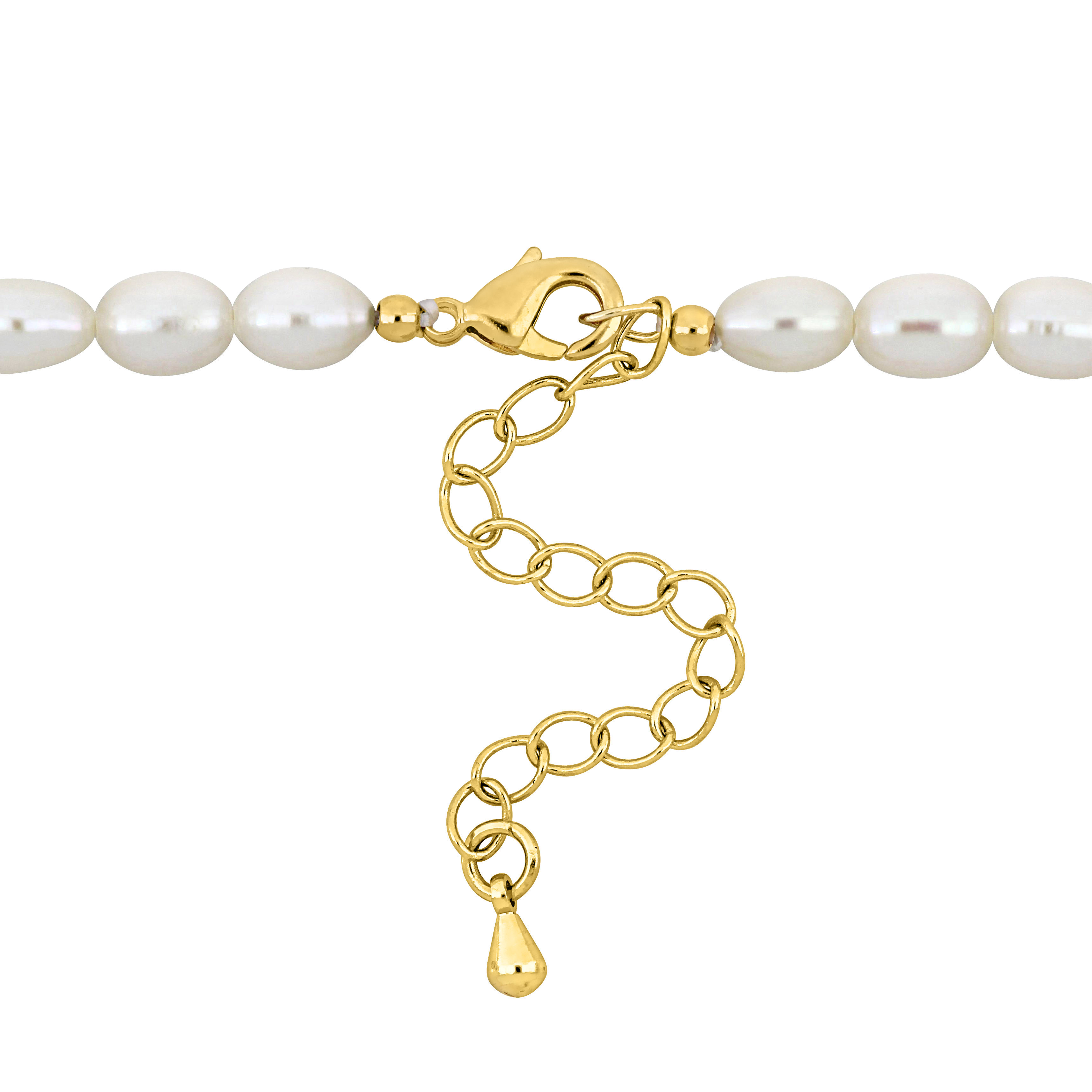 Cultured Freshwater Pearl Strand Necklace with Gold-tone Lobster Clasp - 15.5 in