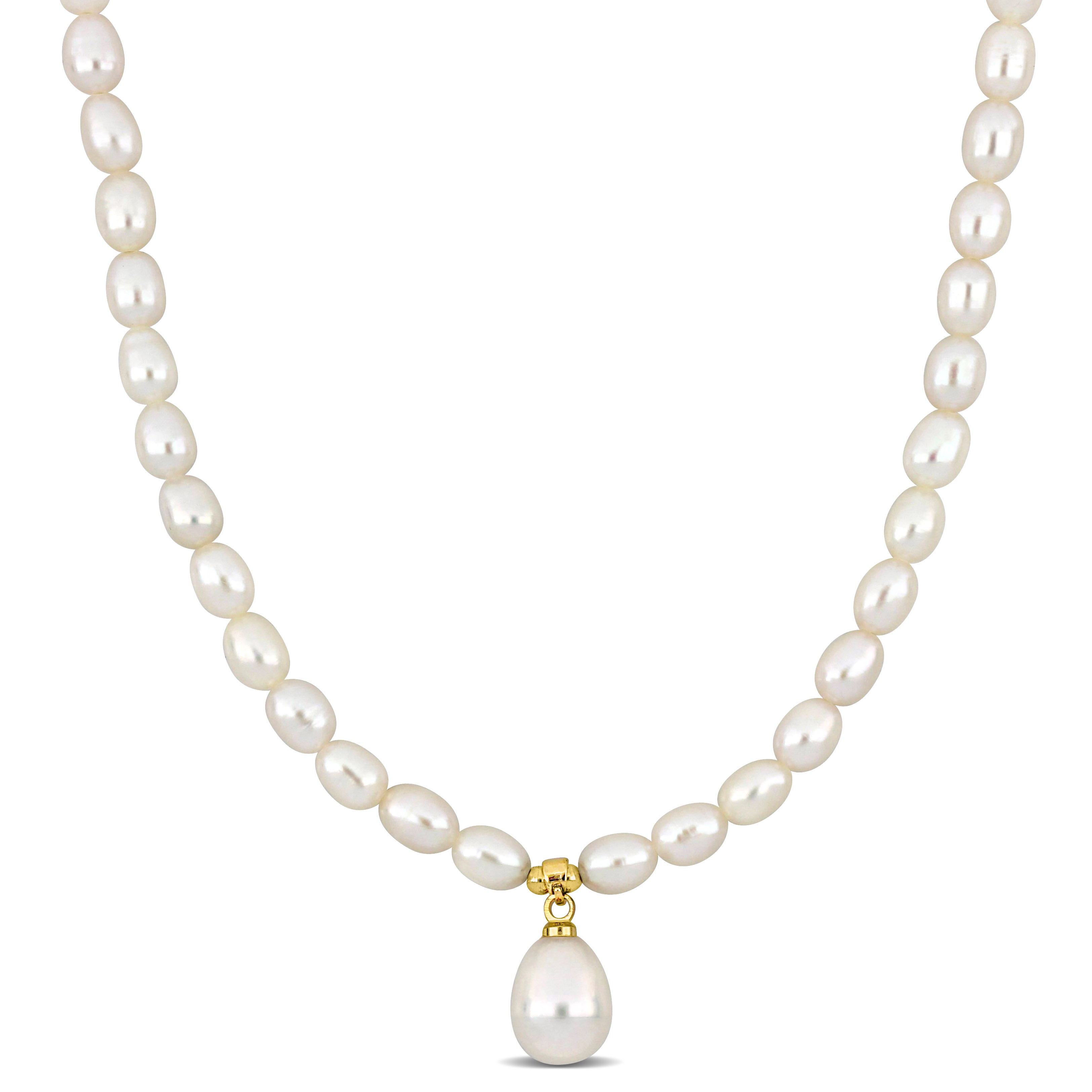 Cultured Freshwater Pearl Strand Necklace with Gold-tone Lobster Clasp - 15.5 in