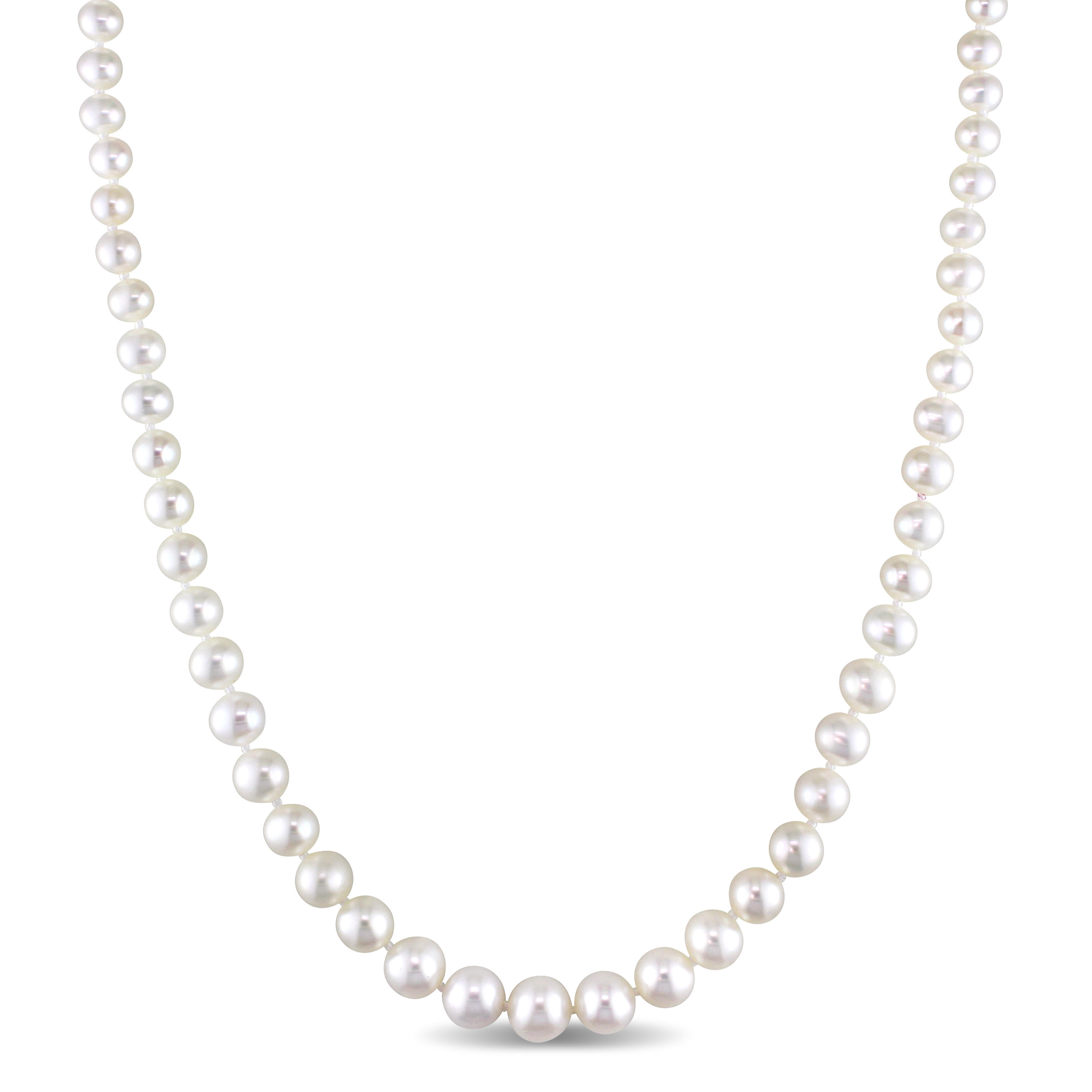 4-8mm Freshwater Pearl Strand Graduated Necklace with 14k Yellow Gold Clasp - 18 in