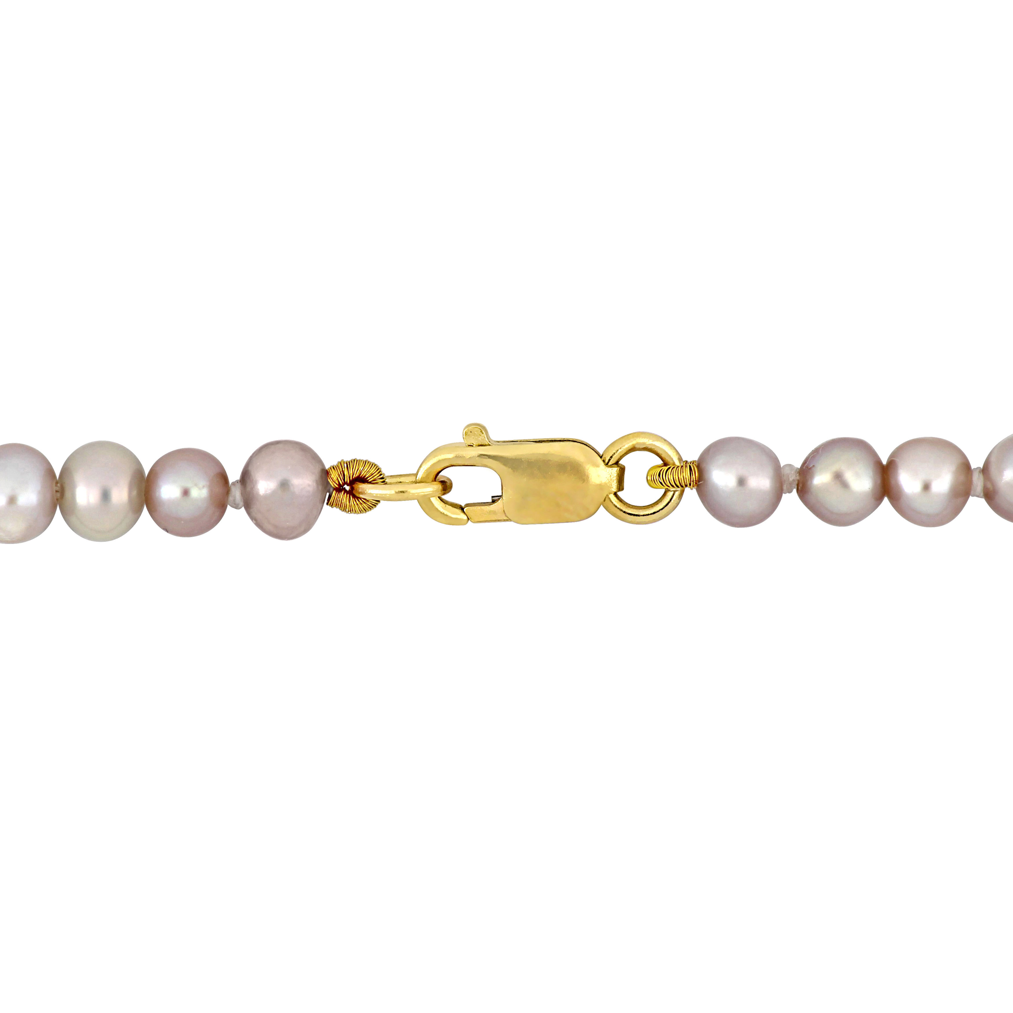 3-4mm Pink Cultured Freshwater Pearl Strand Necklace with 14k Yellow Gold Clasp - 16 in