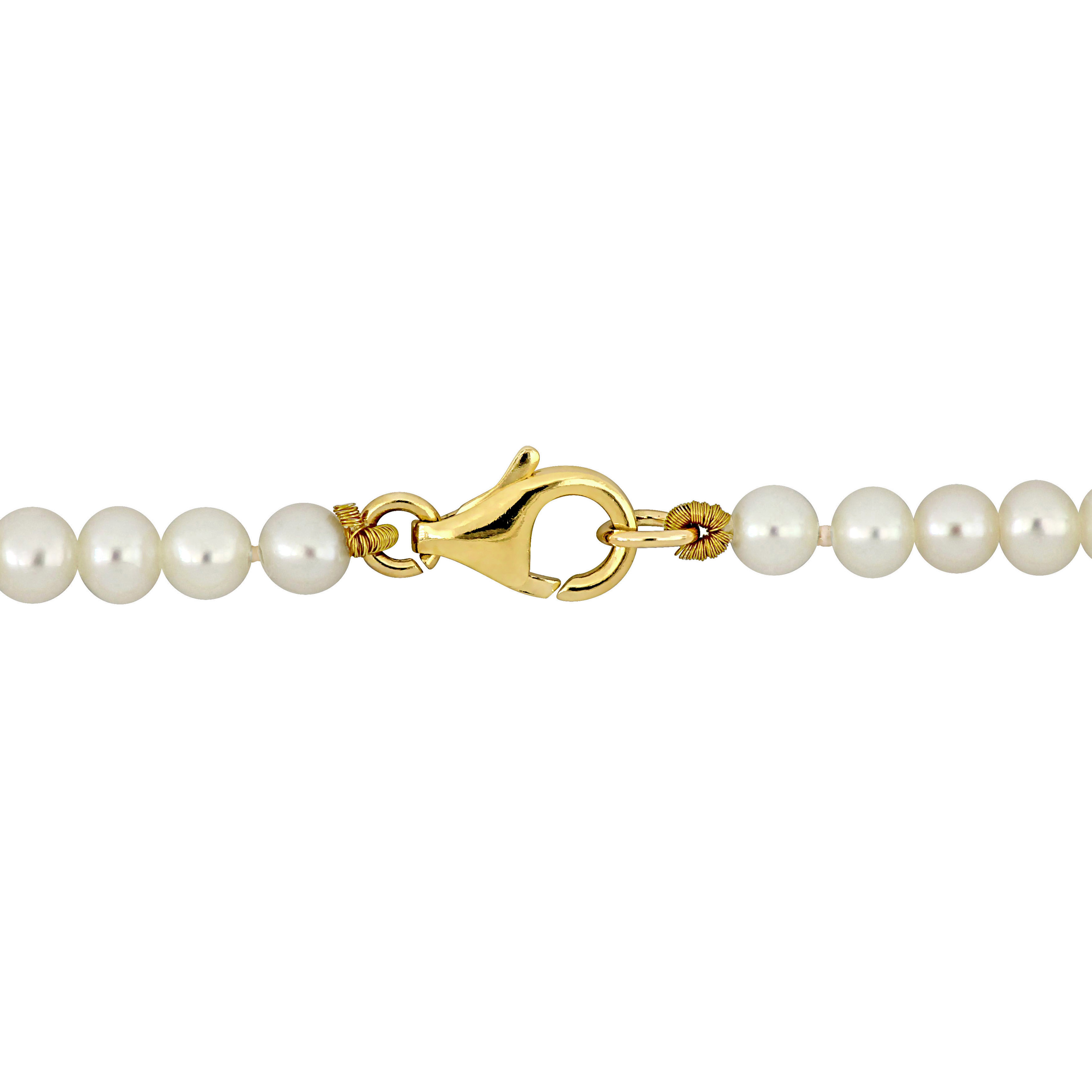 3.5-7mm Cultured Freshwater Pearl Station Necklace with 10k Yellow Gold Clasp - 17 in