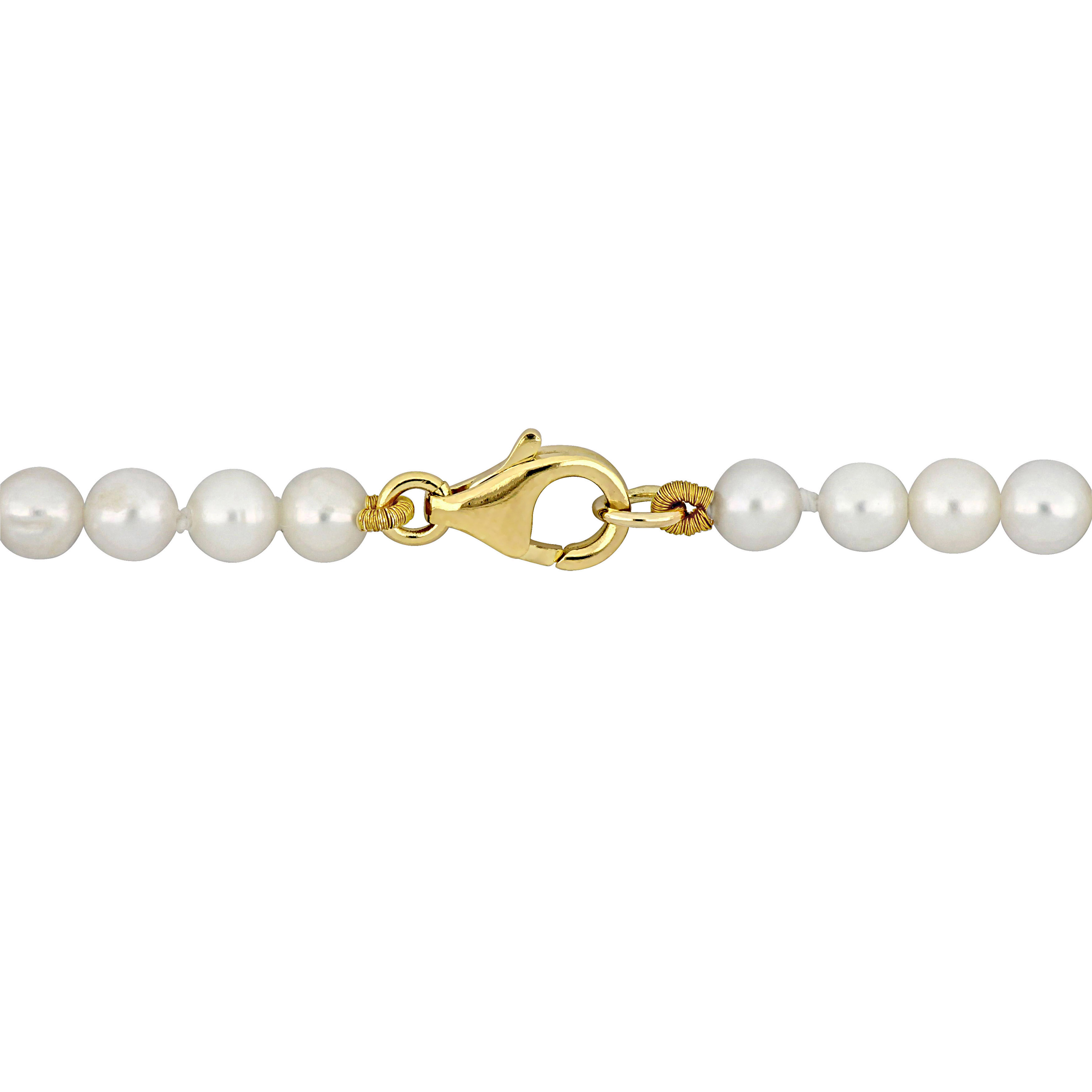 3.5-8mm Cultured Freshwater Pearl Multi-Layer Necklace with 10k Yellow Gold Lobster Clasp - 17 in