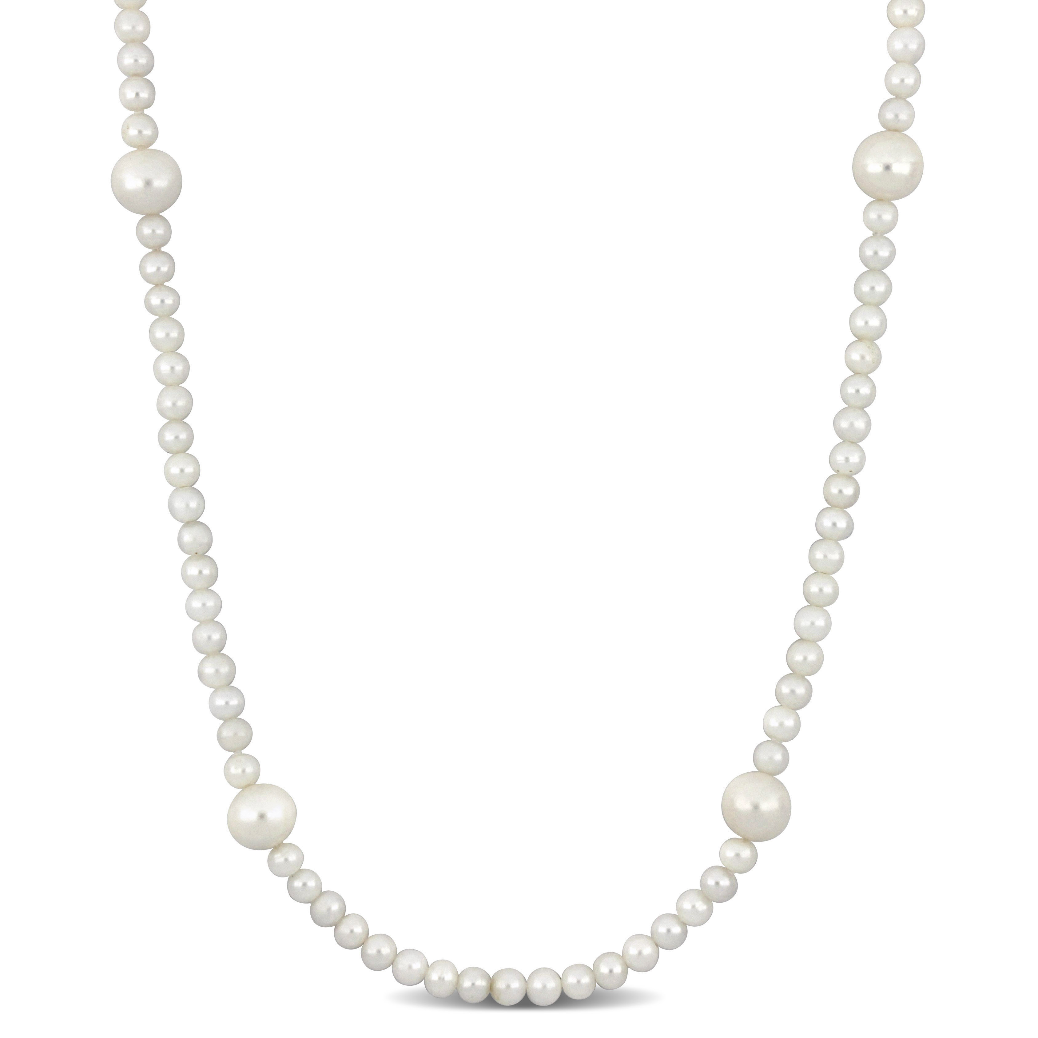 3.5-8mm Cultured Freshwater Pearl Multi-Layer Necklace with 10k Yellow Gold Lobster Clasp - 17 in