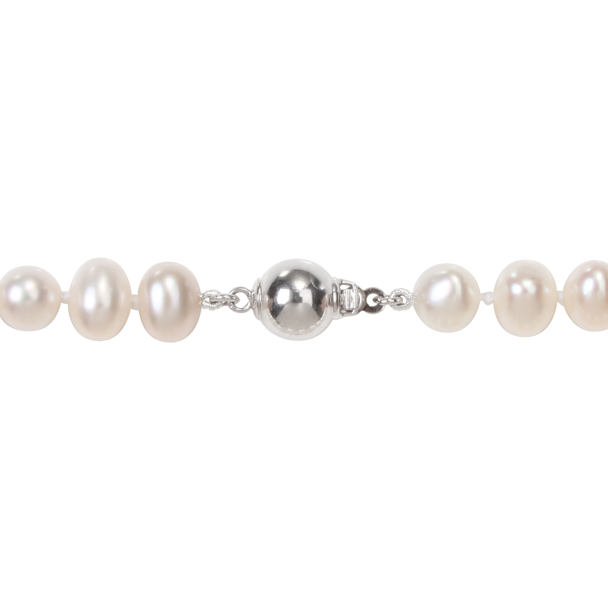 6 - 7 MM Cultured Freshwater Pearl Strand with Sterling Silver Ball Clasp - 20 in