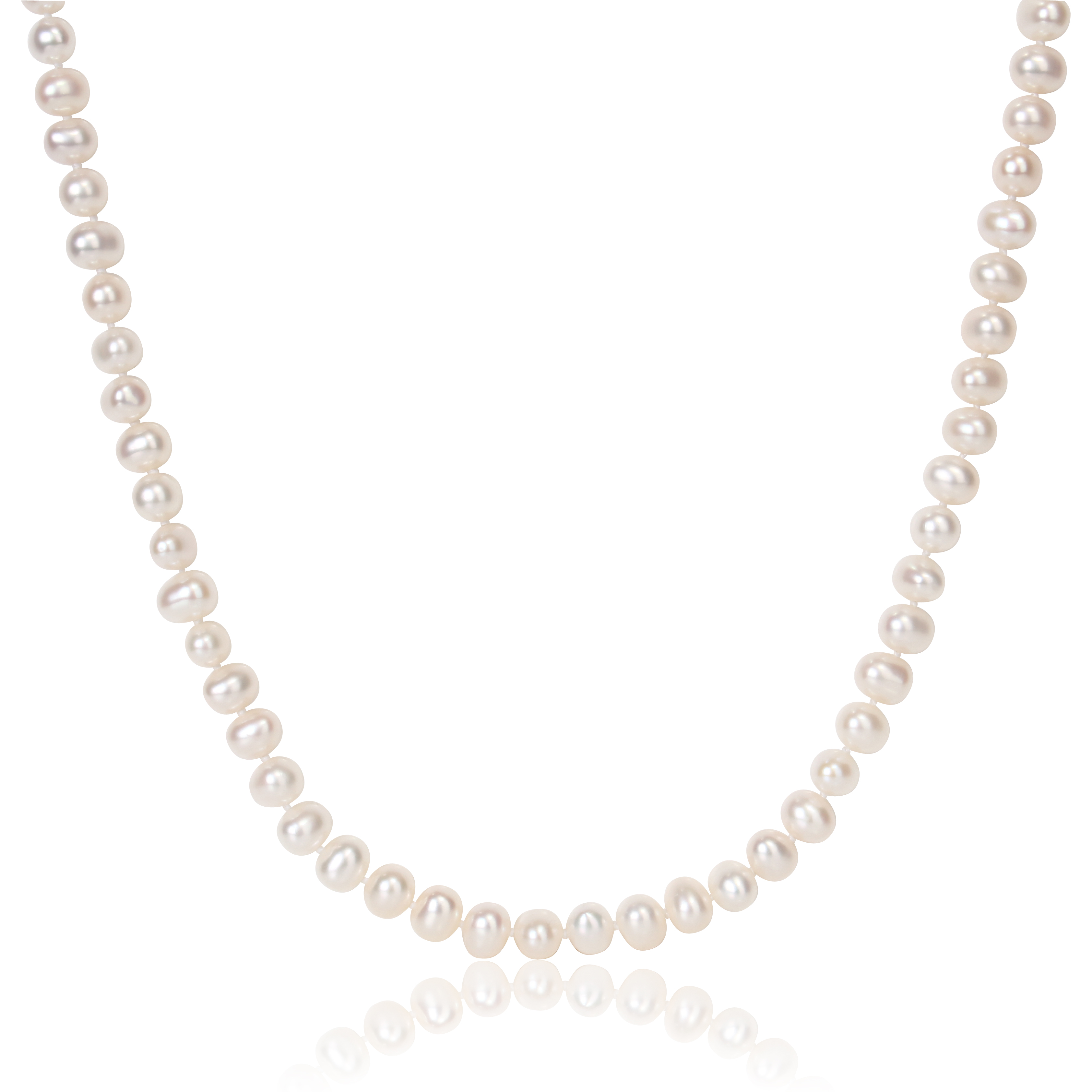 6 - 7 MM Cultured Freshwater Pearl Strand with Sterling Silver Ball Clasp - 20 in