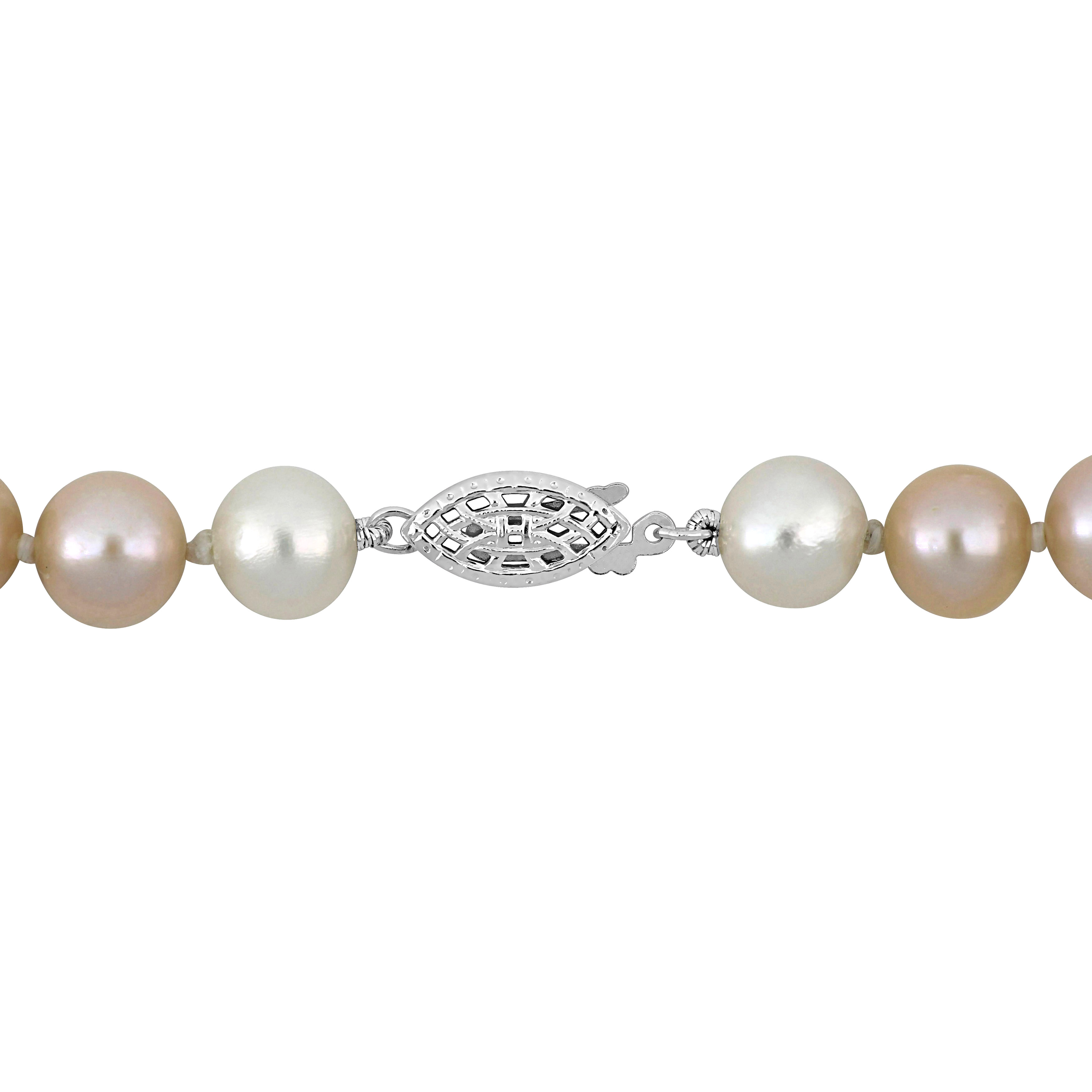 8-8.5 MM Multi-Colored Cultured Freshwater Pearl Graduated Necklace in Sterling Silver - 18 in