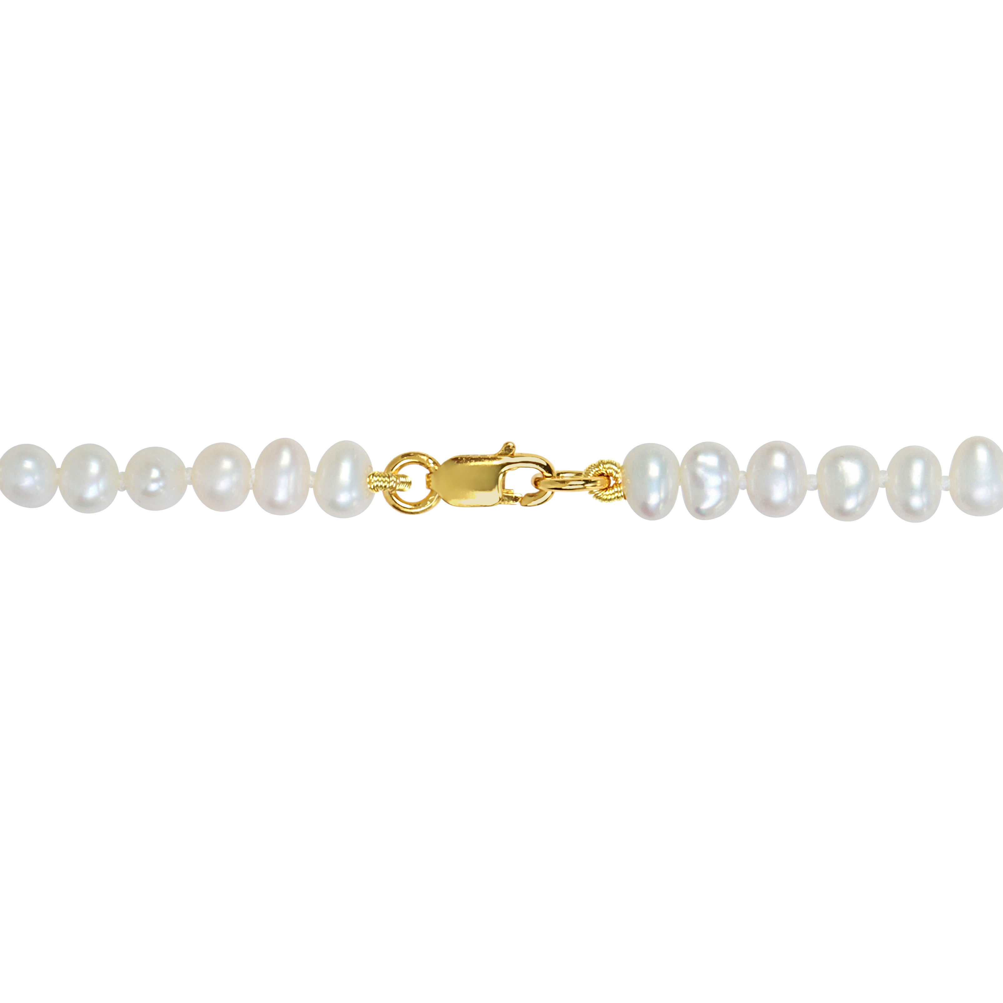 3-4mm Cultured Freshwater Pearl Necklace with Yellow Plated Sterling Silver Clasp - 16 in