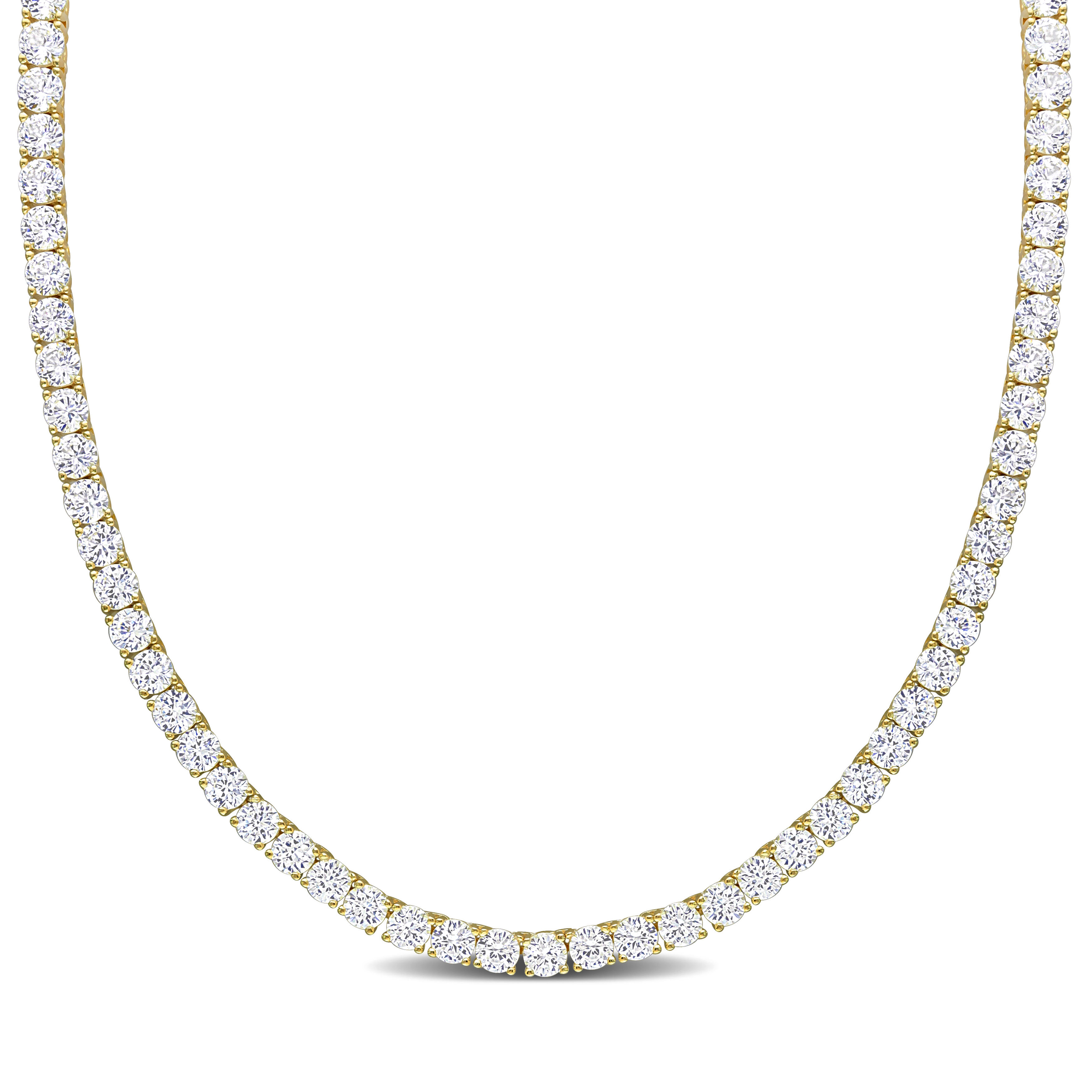 33 CT TGW Created White Sapphire 17 Necklace in Yellow Plated Sterling Silver