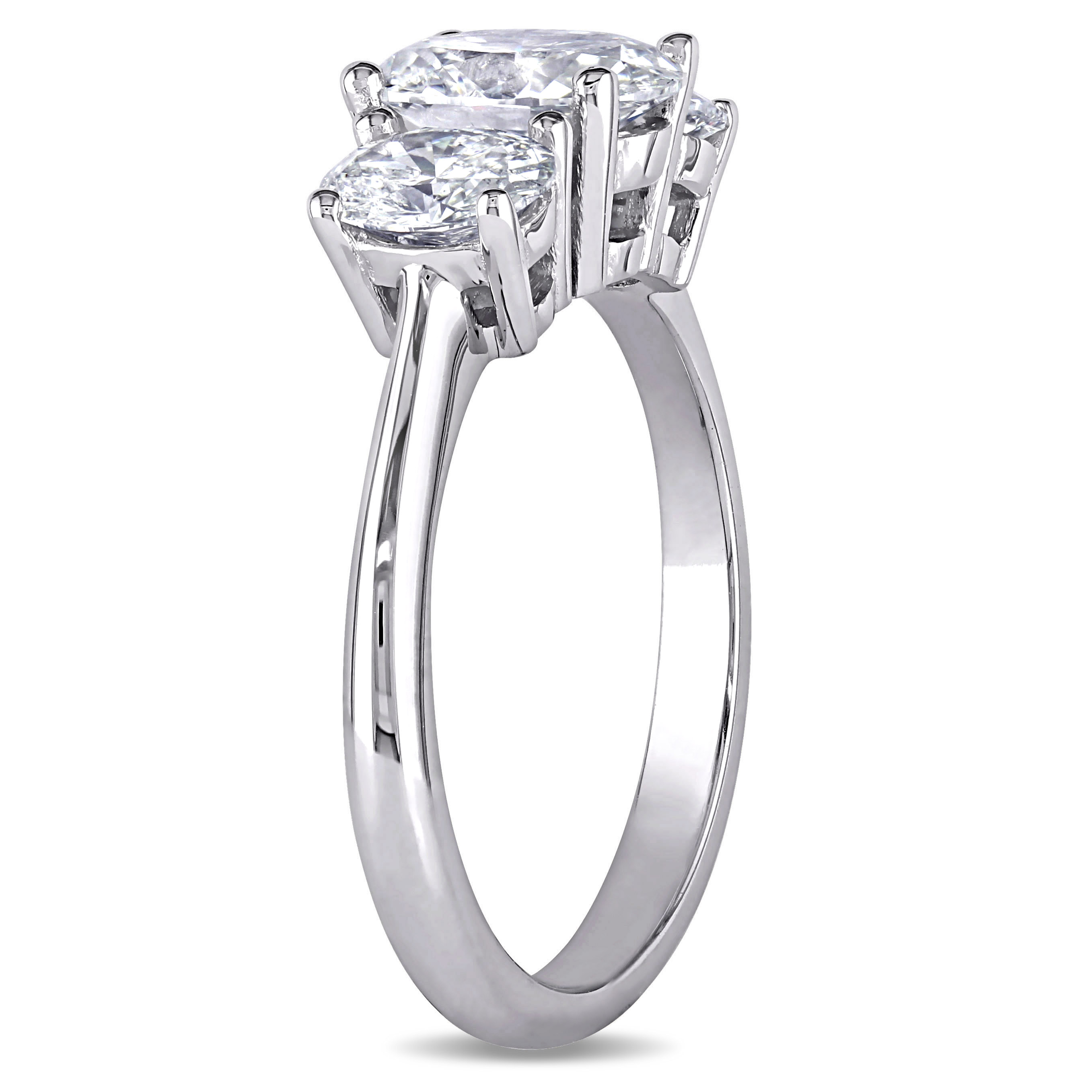 1 1/2 CT TW 3-Stone Oval Shape Diamond Engagement Ring in 18k White Gold