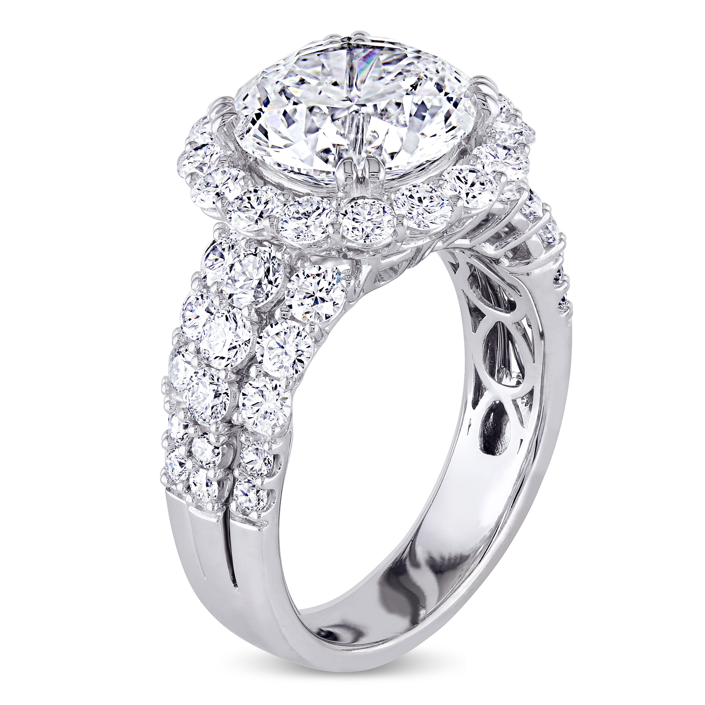 6 1/4 CT TW Diamond Halo Engagement Ring in 18k White Gold