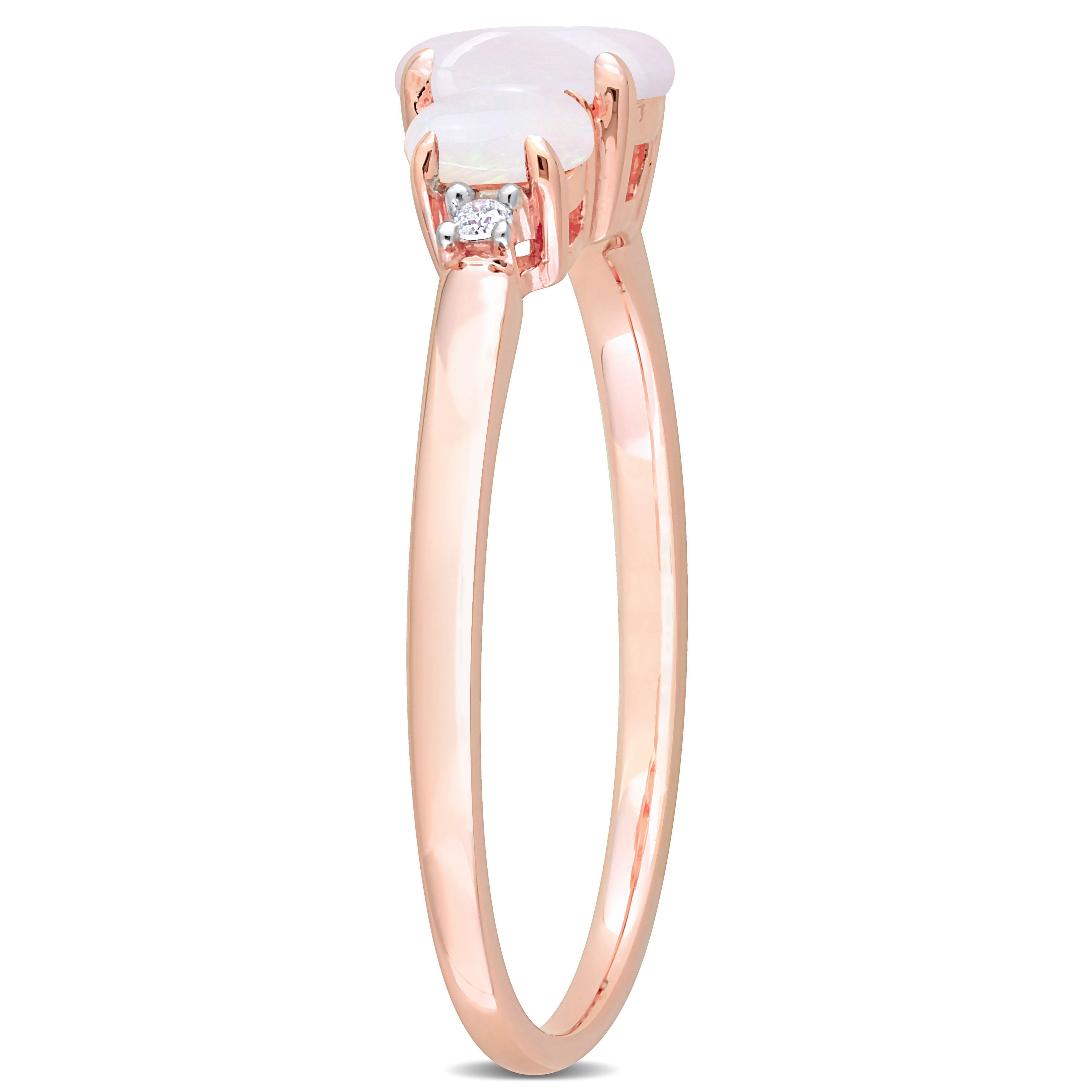 2/5 CT TGW Opal and Diamond Accent 3-Stone Ring in 10k Rose Gold